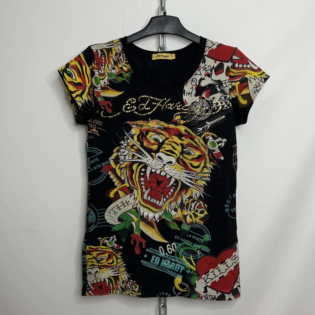 ED HARDY RHINESTONE TIGER GRAPHIC SHIRT