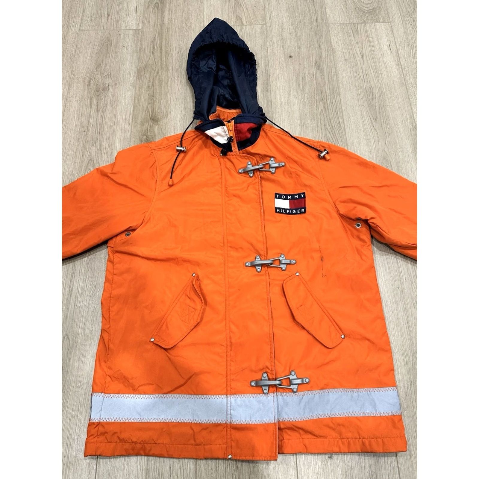Tommy Hilfiger VINTAGE Tommy Hilfiger Men’s Orange Fireman Windbreaker Rain Jacket Sz Medium Jacket Mens Orange 90s Size US M / EU 48-50 / 2 - 3 Thumbnail