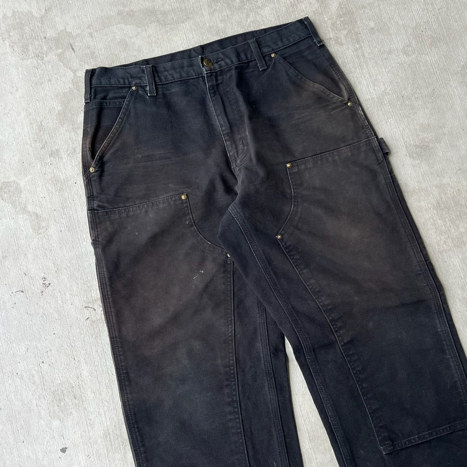 Carhartt × Vintage Carhartt faded black double knee work wear carpenter pants Size US 33 - 2 Thumbnail