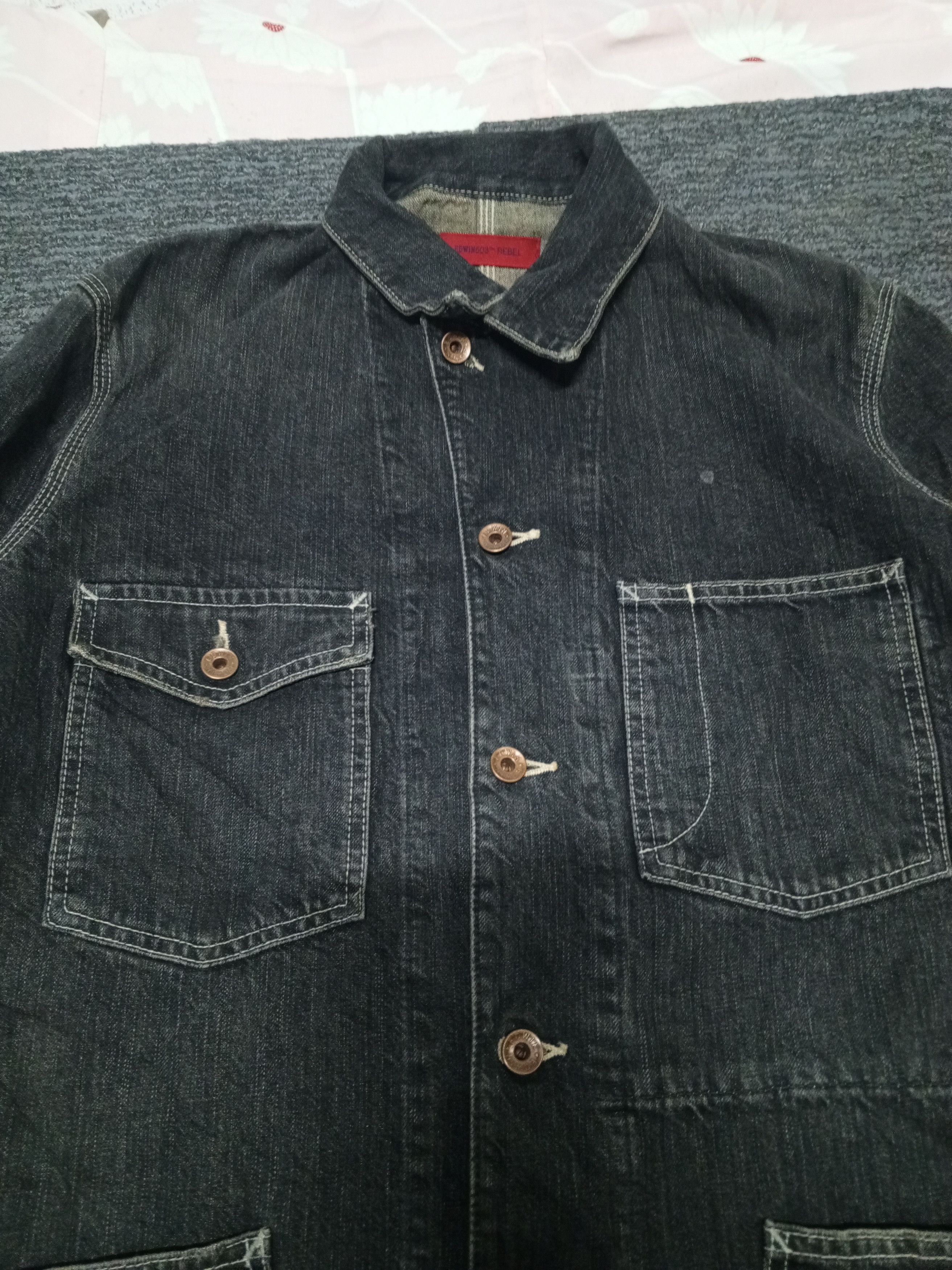 Edwin × Vintage VTG EDWIN503 WORK WEAR JACKET DENIM Size US L / EU 52-54 / 3 - 5 Thumbnail
