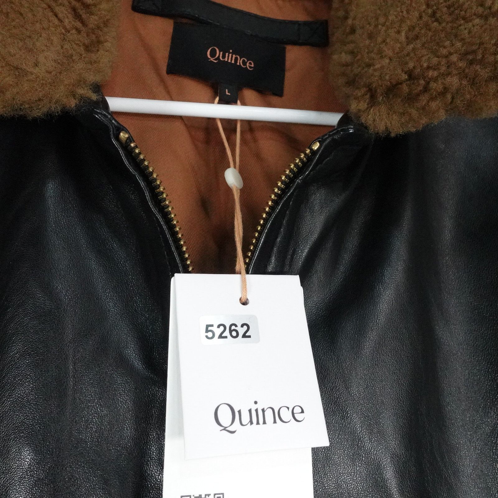 Quince Quince Large True Black Shearling Collar Leather Jacket Size US L / EU 52-54 / 3 - 9 Thumbnail