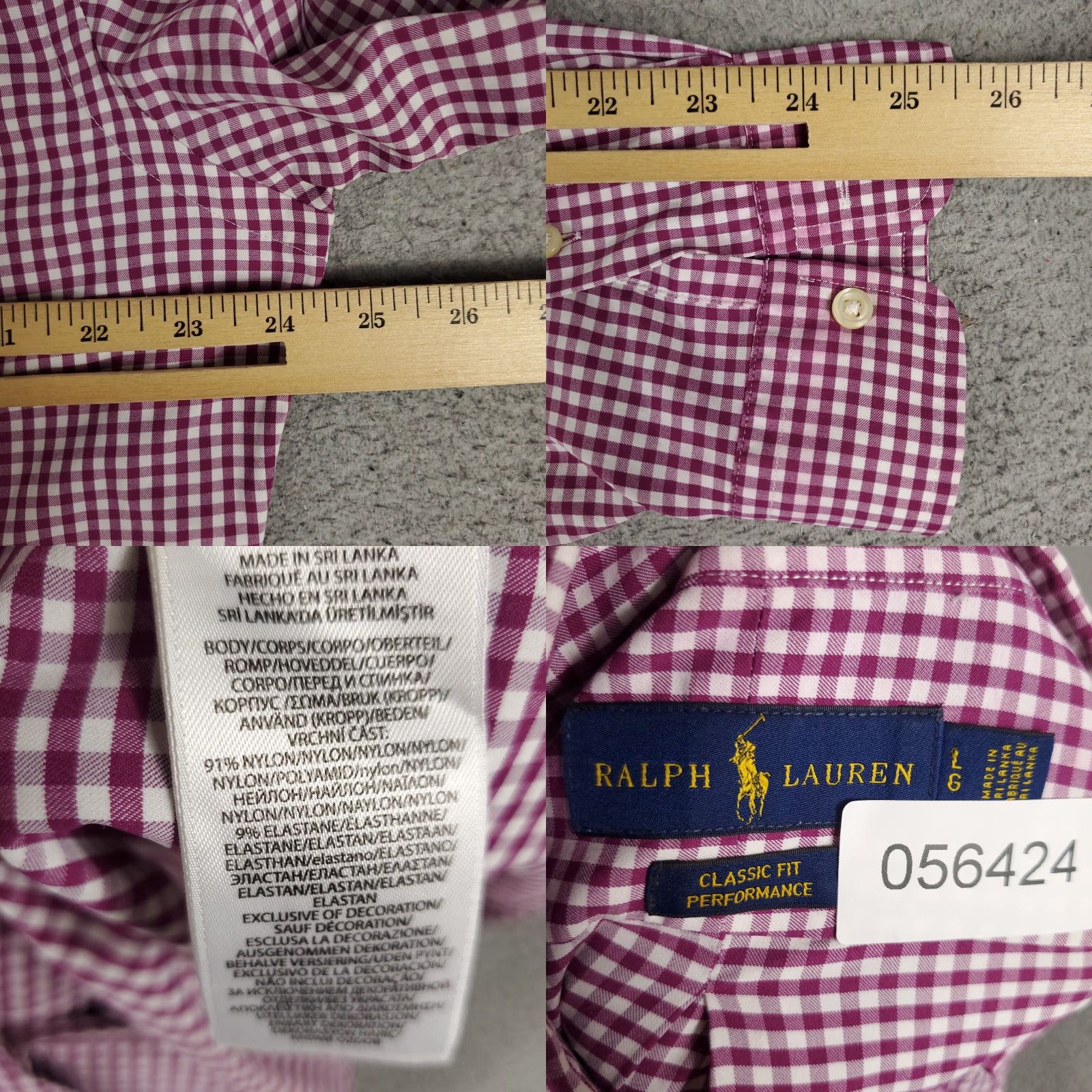 Ralph Lauren Ralph Lauren Button-Up Shirt Mens Large Purple Check Long Sleeve Performance Size US L / EU 52-54 / 3 - 8 Thumbnail