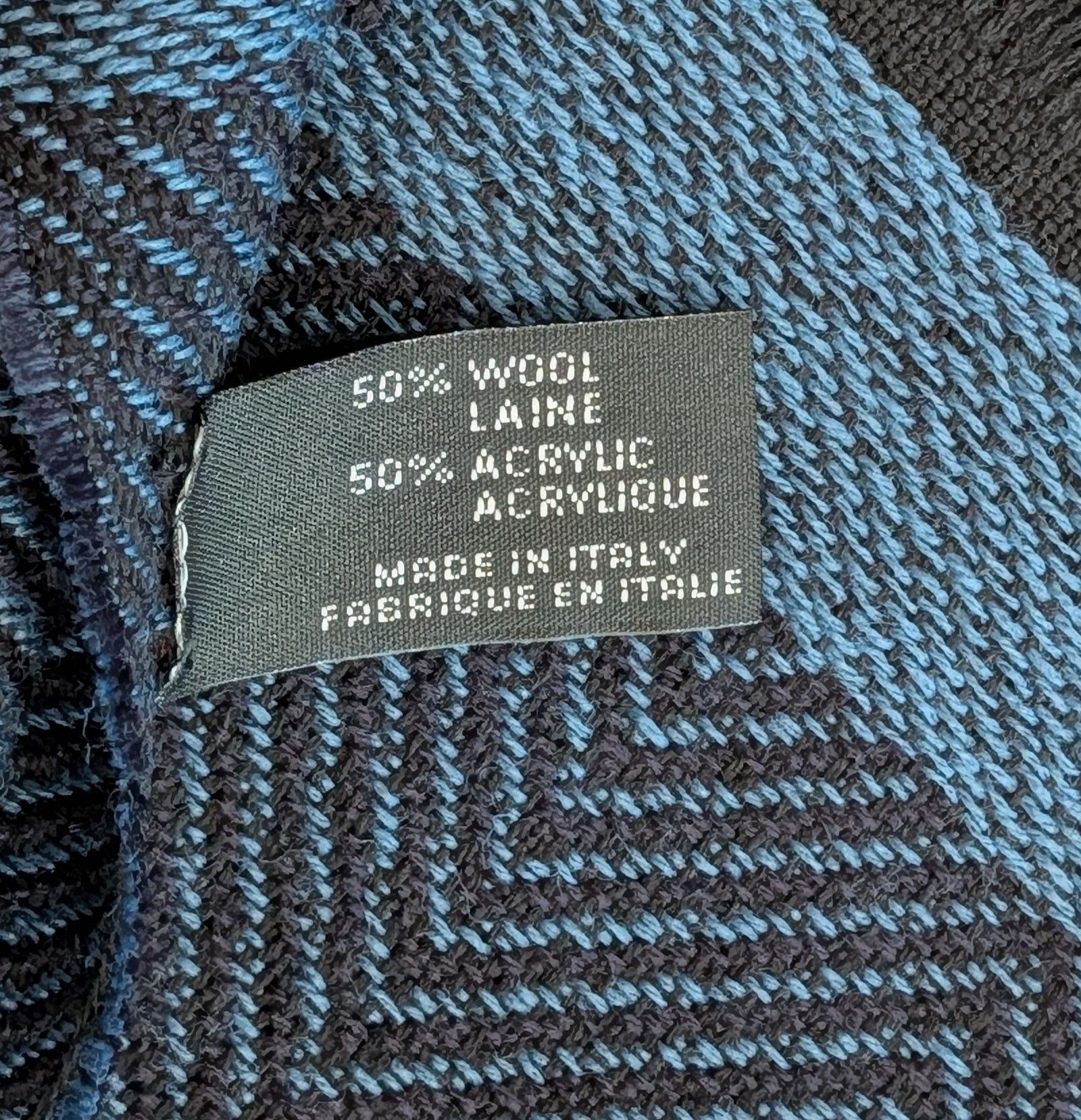 Missoni MISSONI Logo Chevron Wool Blend Scarf Blue Multi Size ONE SIZE - 4 Thumbnail