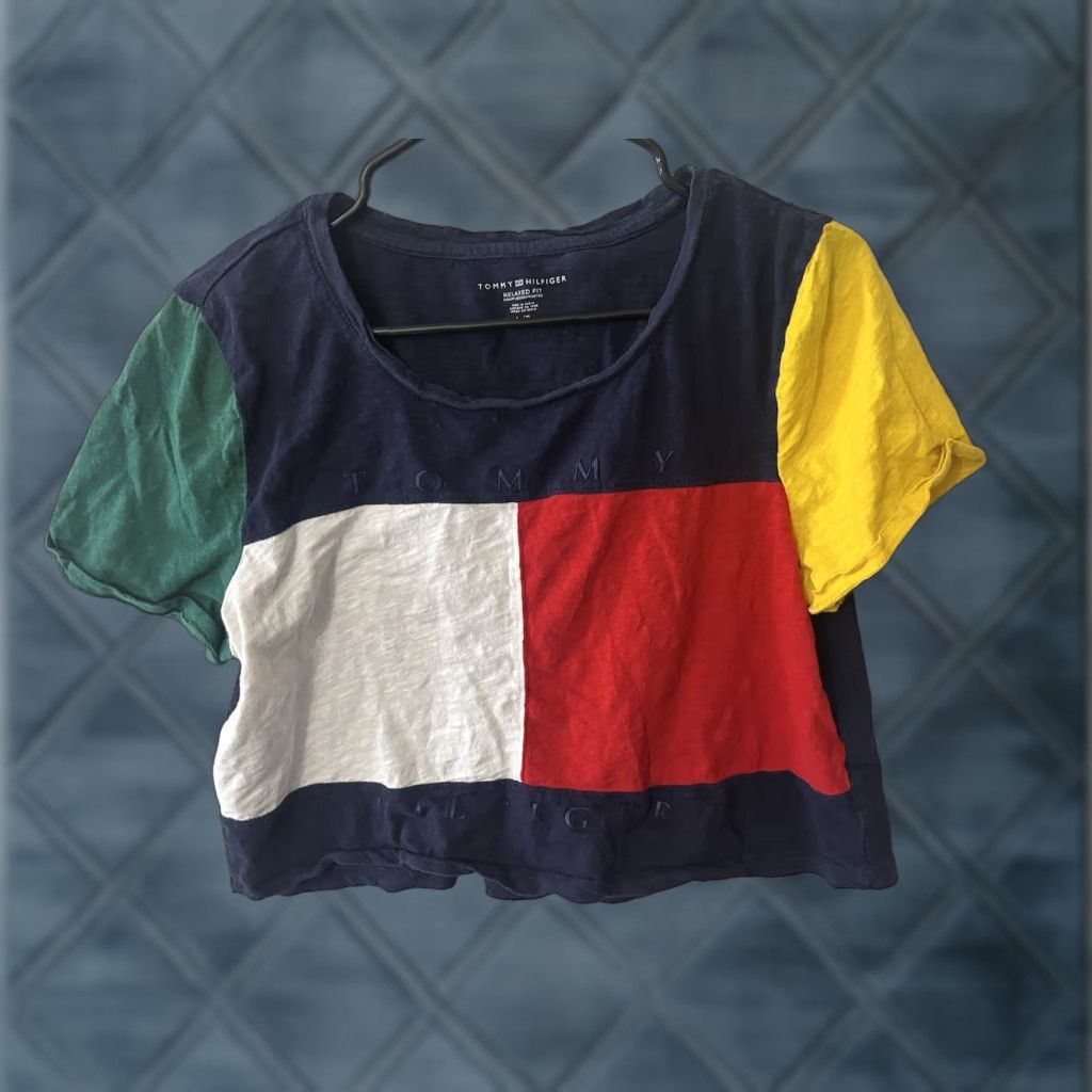 Tommy Hilfiger TOMMY HILFIGER RELAXED FIT T-SHIRT Multicolor Females Large Colorful Logo Short Sleeve Womens Casual 100% Cotton Shirt Size L / US 10 / IT 46 - 1 Thumbnail