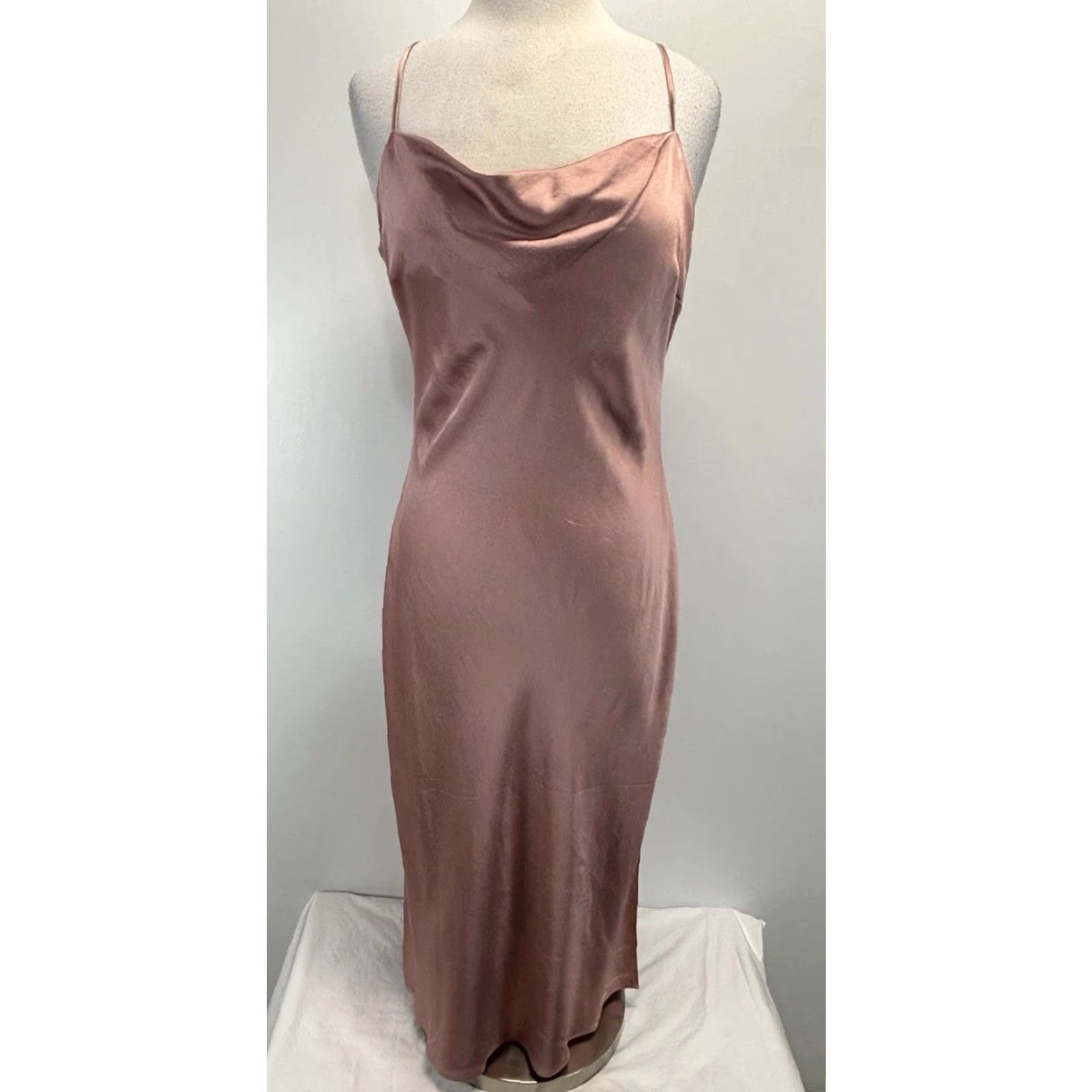 Express VINTAGE? (No) Express Satin Cowl Neck Slip Dress L Pink Midi Cocktail Party Womens Size L / US 10 / IT 46 - 2 Thumbnail