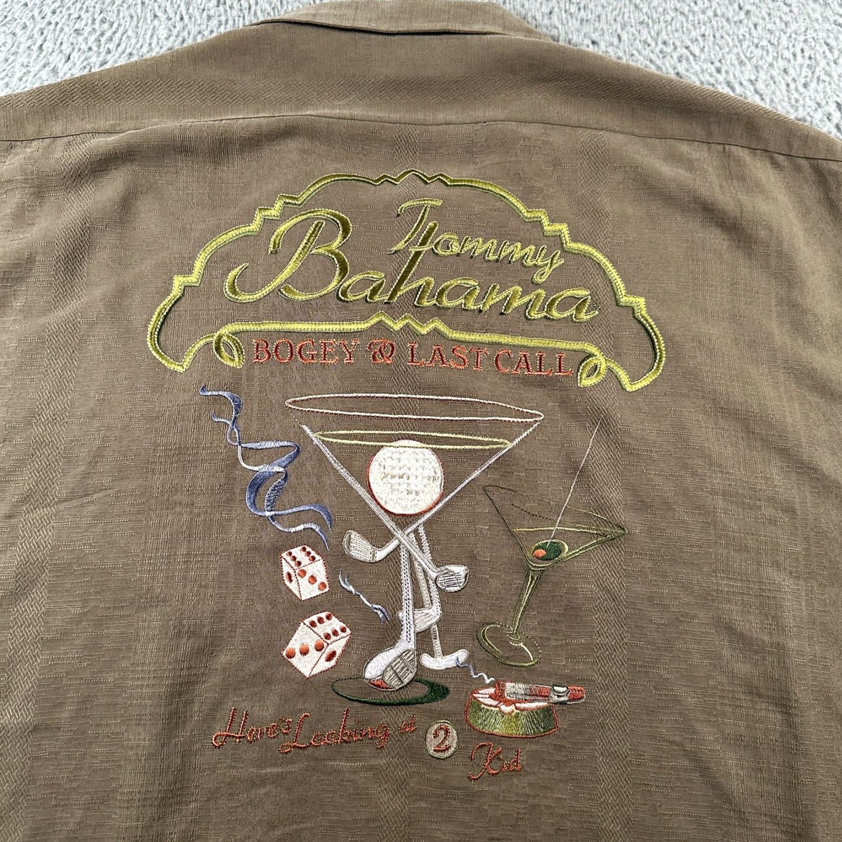 Tommy Bahama Tommy Bahama Shirt Mens M Brown Silk Embroidered Back Camp Golf Embroidered Back Button-Up Casual Shirt Size US M / EU 48-50 / 2 - 5 Thumbnail
