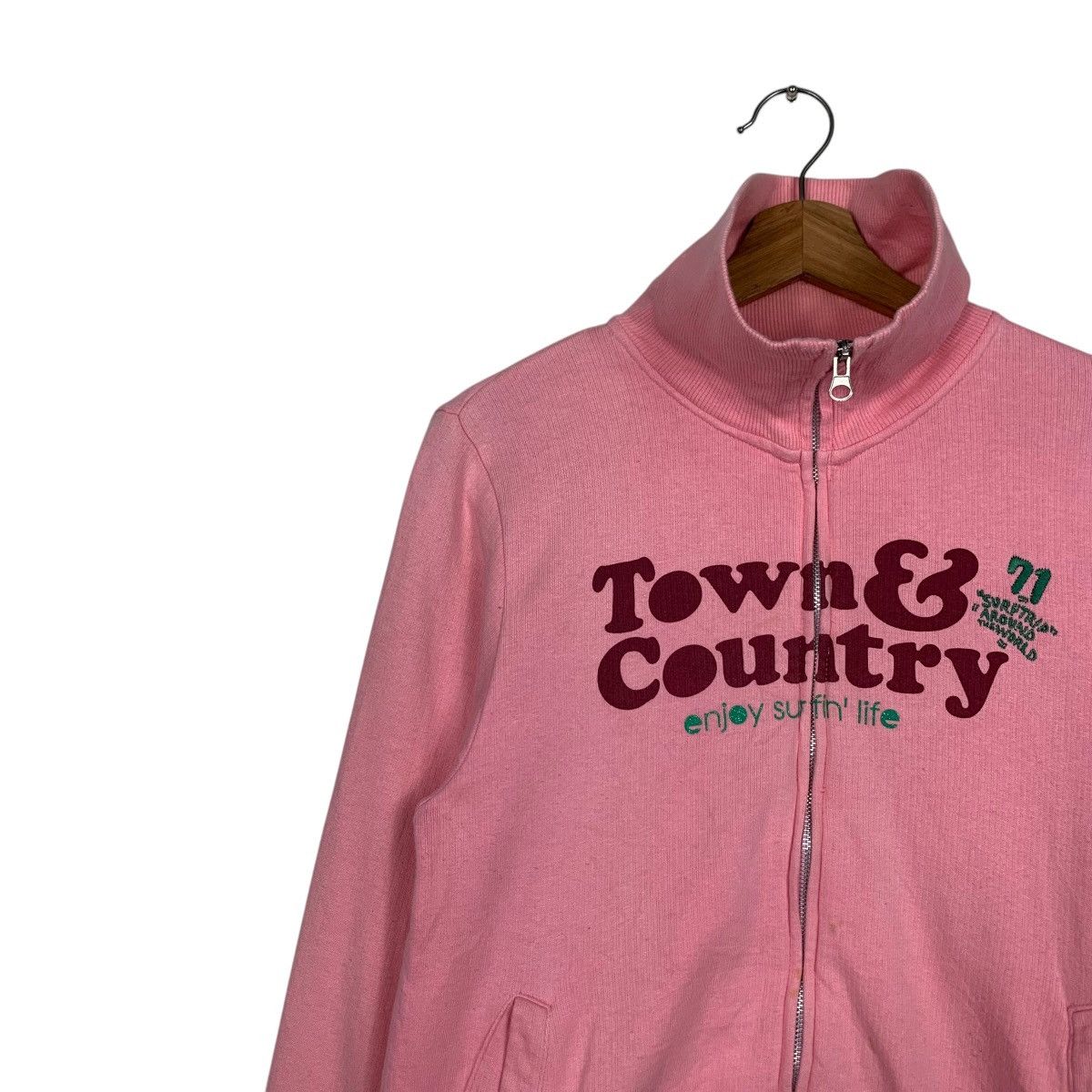 Japanese Brand TOWN & COUNTRY Big Logo Pink Sweater Jacket #1597-C71 Size L / US 10 / IT 46 - 6 Thumbnail