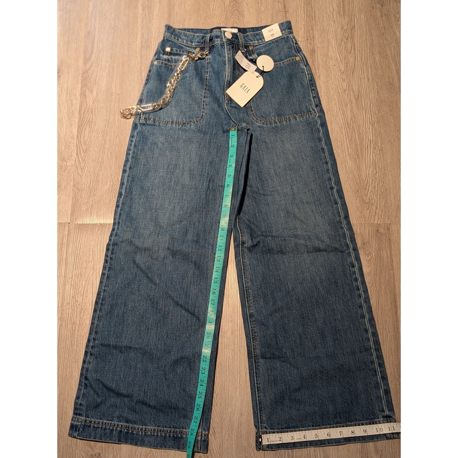 Cult Gaia Gap × Cult Gaia High Rise Stride Chain Jeans/ 25 /NWT Size 25" / US 0 / IT 36 - 7 Thumbnail