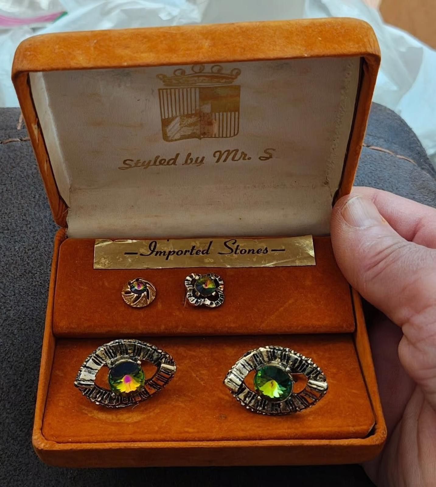 Other Mr. S Iridescent Rivoli Rhinestone cufflink tie stud set Size ONE SIZE - 2 Thumbnail