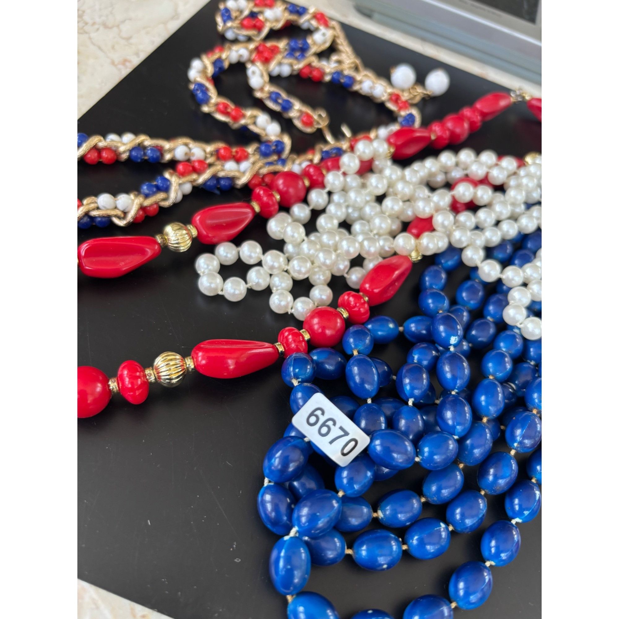 Other Vintage Multi-Strand Beaded Necklaces Set - Red White & Blue Size ONE SIZE - 4 Thumbnail