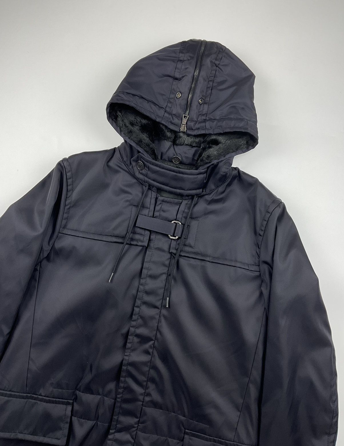 Prada Prada BLack Tab Fur Hood Utility Jacket Size US M / EU 48-50 / 2 - 6 Thumbnail