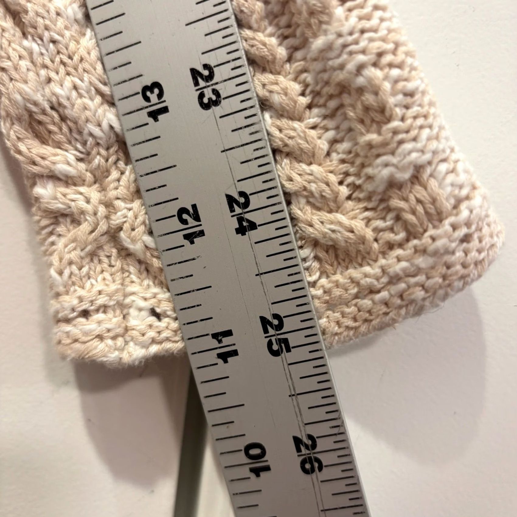 Vintage Vermont Country Store Sweater Cardigan Tan Cream Small Cotton Linen Cable Knit Size S / US 4 / IT 40 - 4 Thumbnail