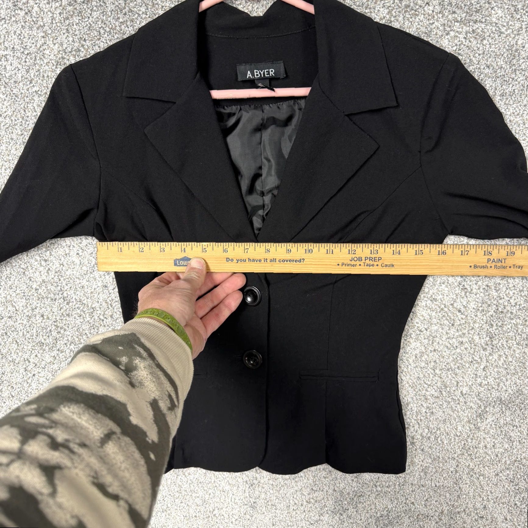 Vintage VINTAGE A. Byer Blazer S Juniors Black Two-Button Notch Lapel Short Length Regular Fit Polyester Rayon Spandex Size S / US 4 / IT 40 - 4 Thumbnail
