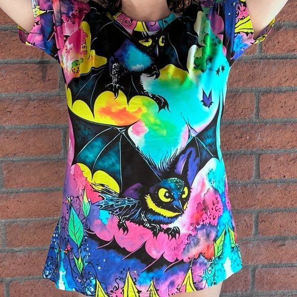 Other Bats Cartoon Bat Cotton Tee Shirt Tall Unisex Halloween Size US XL / EU 56 / 4 - 6 Thumbnail