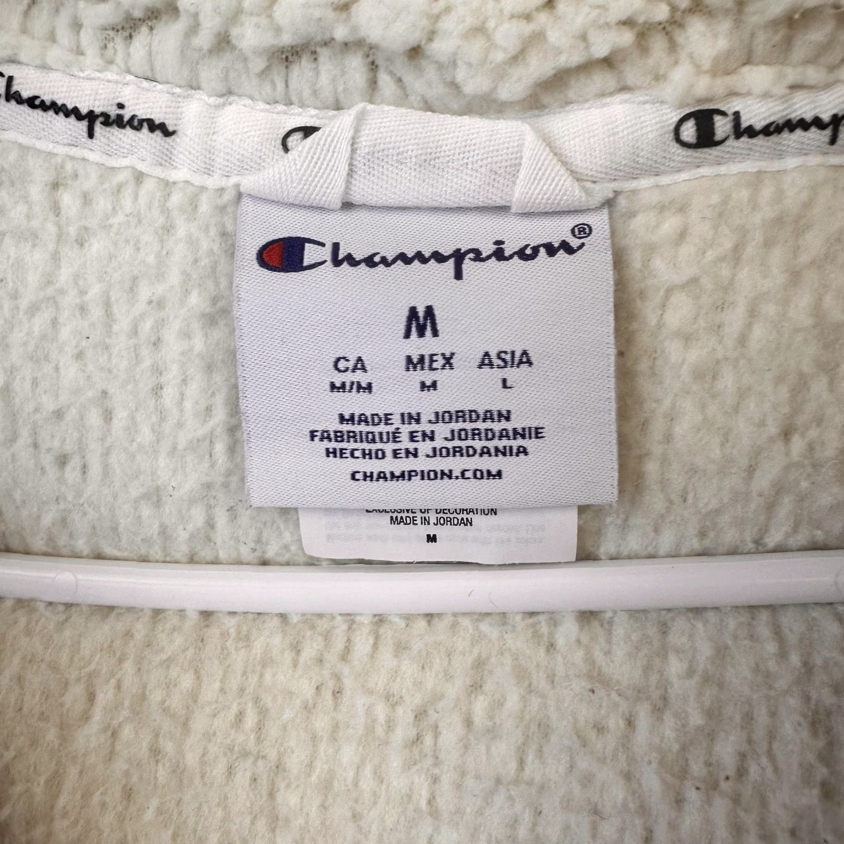Champion Champion Pullover Womens Medium Cream Sherpa Fleece Quarter Zip Script Logo Sweatshirt Size M / US 6-8 / IT 42-44 - 5 Thumbnail