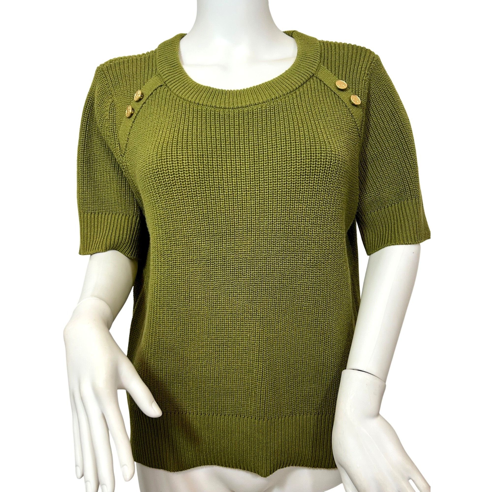 Michael Kors Michael Kors Green Sweater L Short Sleeve Crewneck Ribbed Go Size L / US 10 / IT 46 - 1 Thumbnail