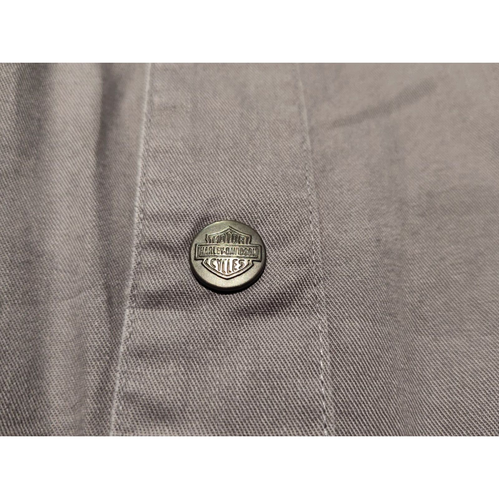 Harley Davidson Harley-Davidson Long Sleeve Button-Up Shirt XL Gray Canvas Biker Mens Size US XL / EU 56 / 4 - 3 Thumbnail