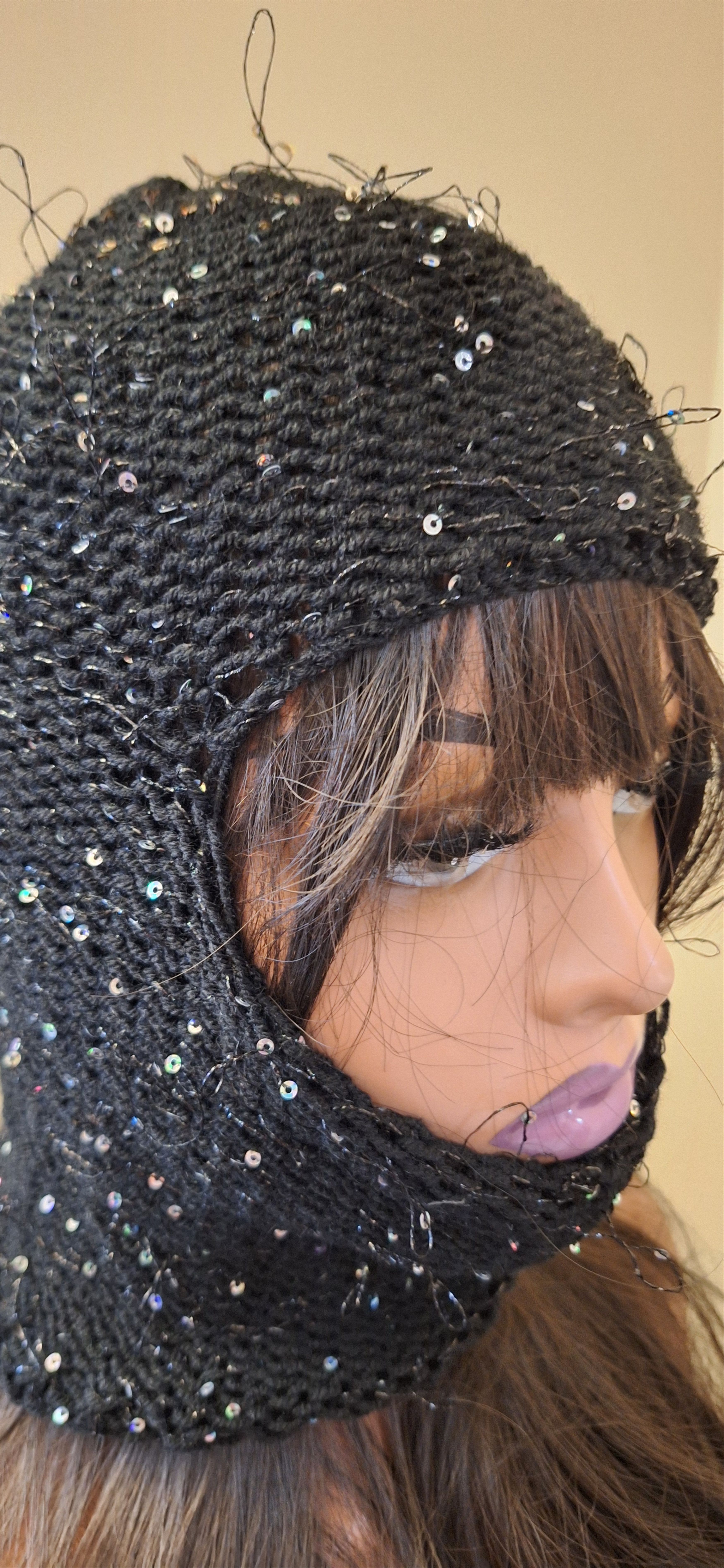 Other Silent Riot Balaclava – Black Knit Sequin Mask Size ONE SIZE - 5 Thumbnail