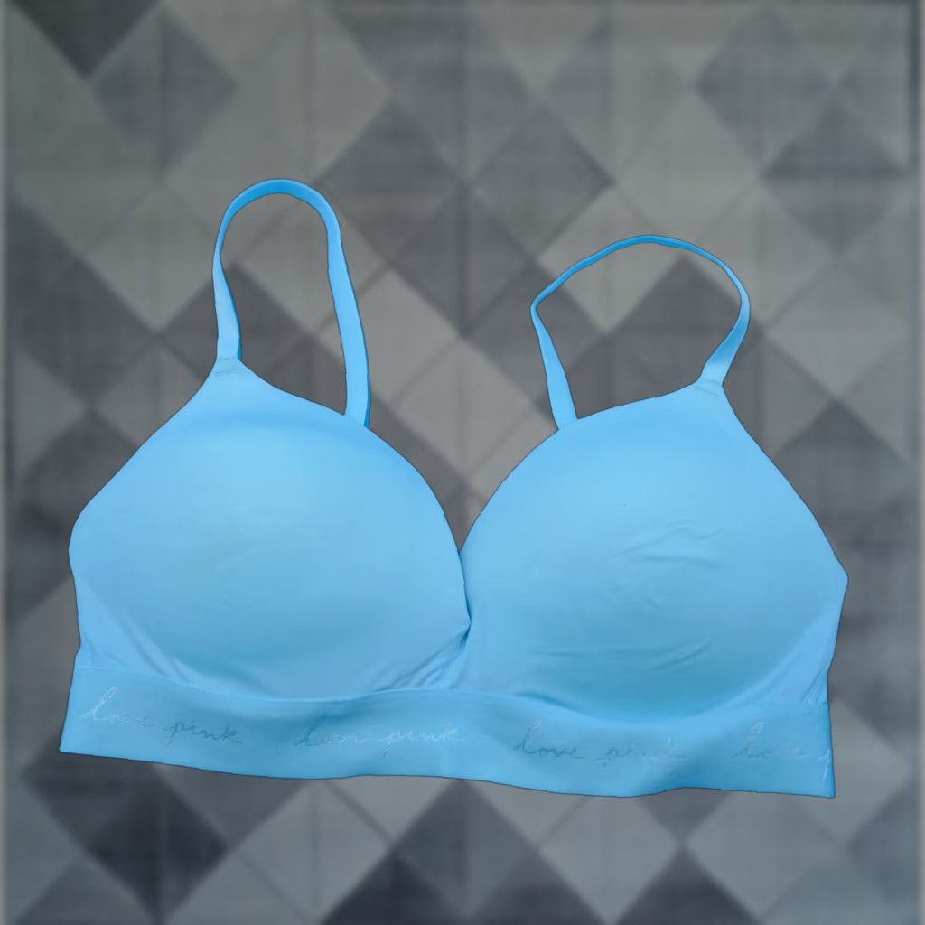 Victorias Secret Vintage Victoria's Secret Push Up Bra 36D Blue Wireless Lined Lingerie Wear Everywhere Womens