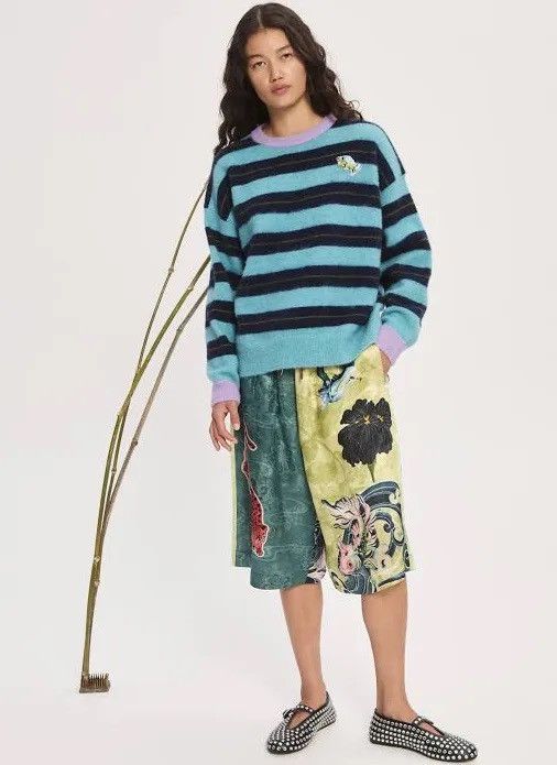 ALEMAIS Alemais Domenica Teal Striped Sweater Size XL / US 12-14 / IT 48-50 - 2 Thumbnail