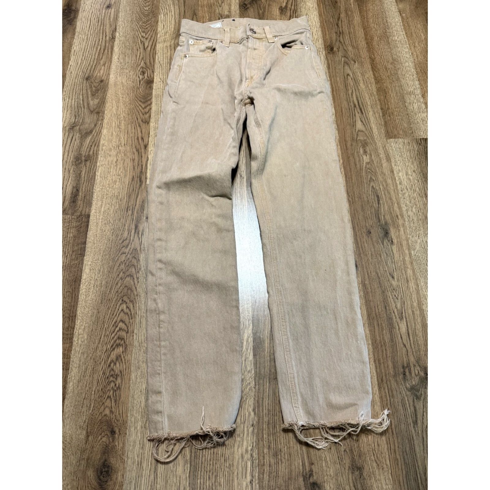 Gap VINTAGE GAP Jeans, Cheeky Straight High Rise, 24/00R, Brown, Raw Hem, 25 in Inseam, 5-Pocket Design, Denim, Regular, Women Size 42" / US 20 - 2 Thumbnail