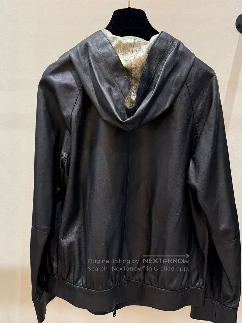 Brunello Cucinelli Brunello Cucinelli Black hooded leather jacket Size XS / US 0-2 / IT 36-38 - 5 Thumbnail