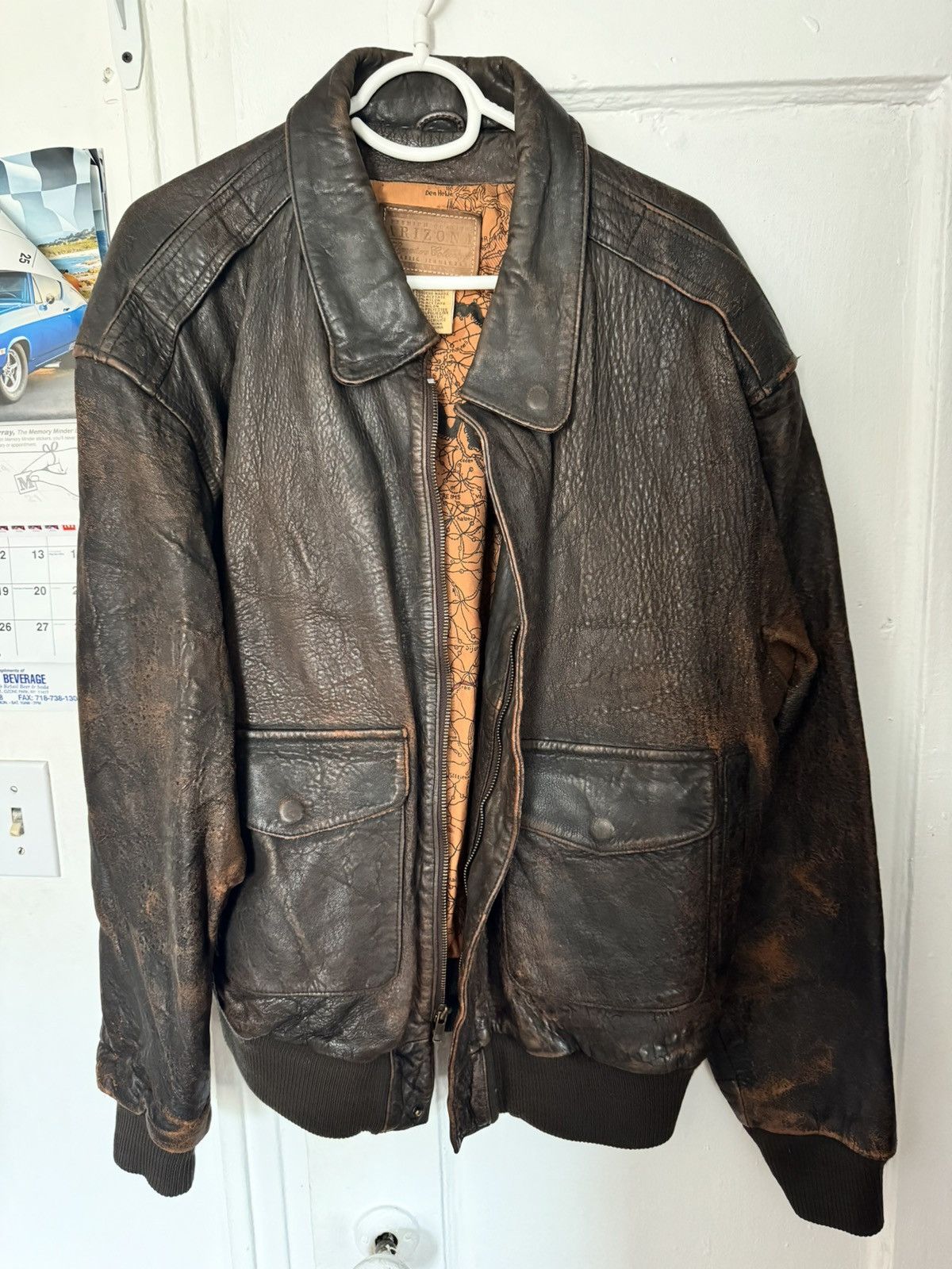 90s A-2 real leather bomber jacket vtg Z