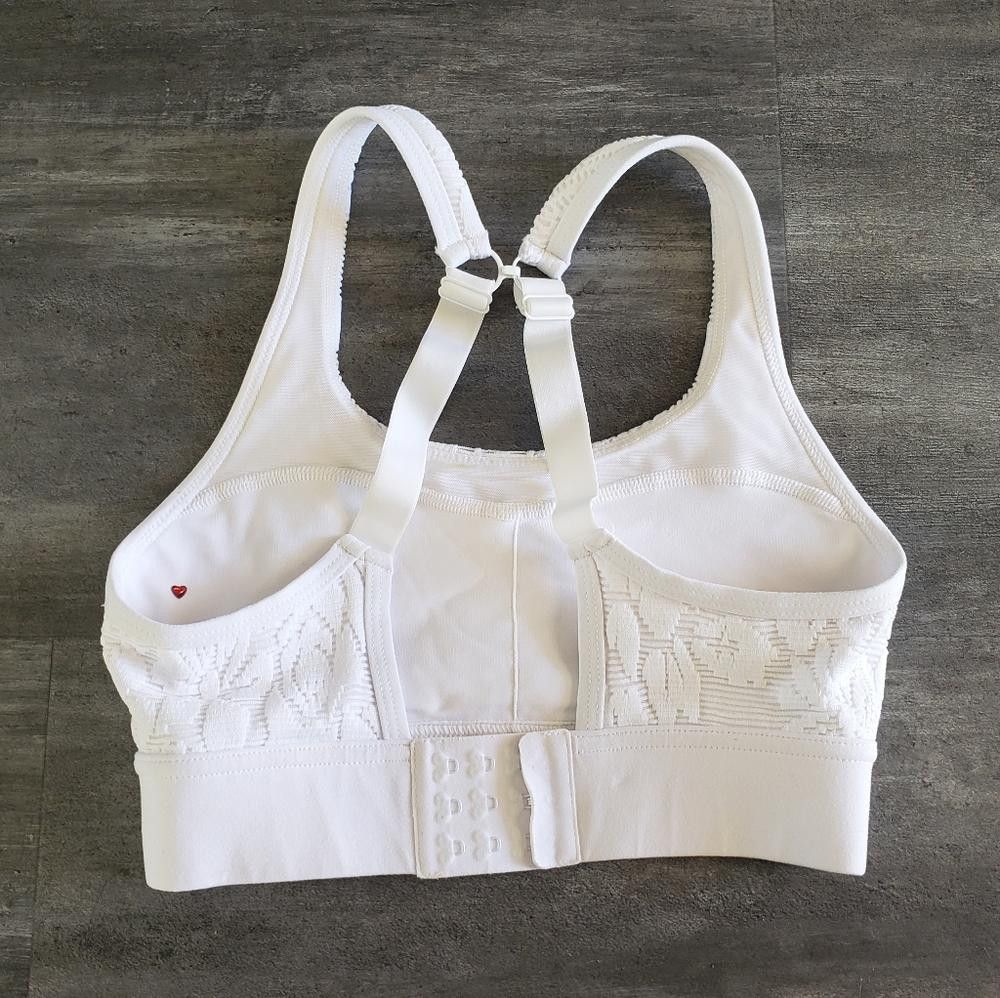 Designer White Classic Floral Lorna Jane Sport Bra Size ONE SIZE - 2 Thumbnail