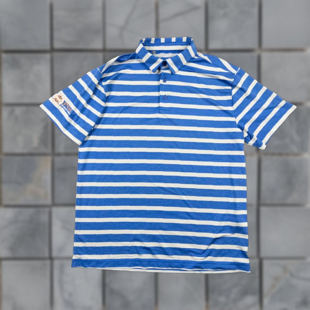 Under Armour Under Armour Polo Shirt Men Short Sleeve Blue Striped The Playoff Polo Shirt Large Sports Golf Mens Shirts Size US L / EU 52-54 / 3 - 1 Thumbnail