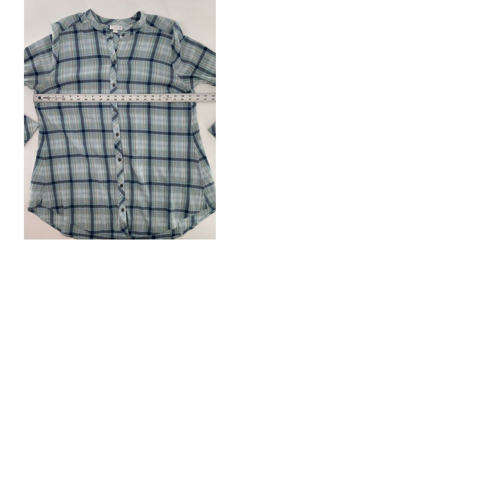 J. Jill VINTAGE? No. J.Jill Blue Plaid Crew Neck Button Front Long Sleeve Tunic M Womens Shirt Size M / US 6-8 / IT 42-44 - 9 Thumbnail
