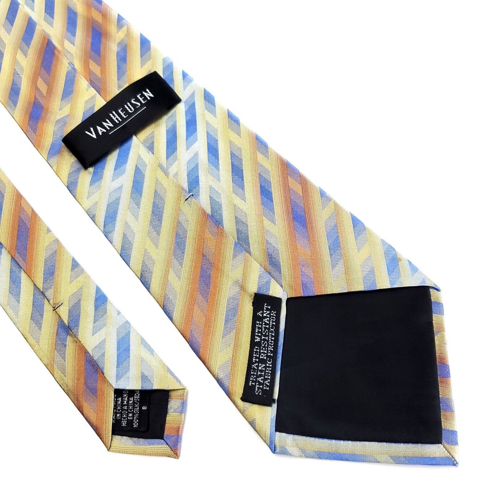 Van Heusen Van Heusen Woven Wide Yellow Blue Abstract Silk Tie Size ONE SIZE - 6 Thumbnail