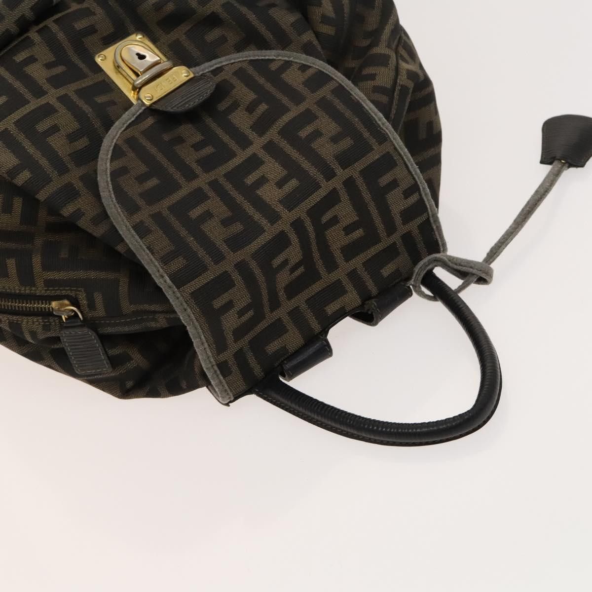 FENDI Zucca Canvas Backpack Black Brown Gold