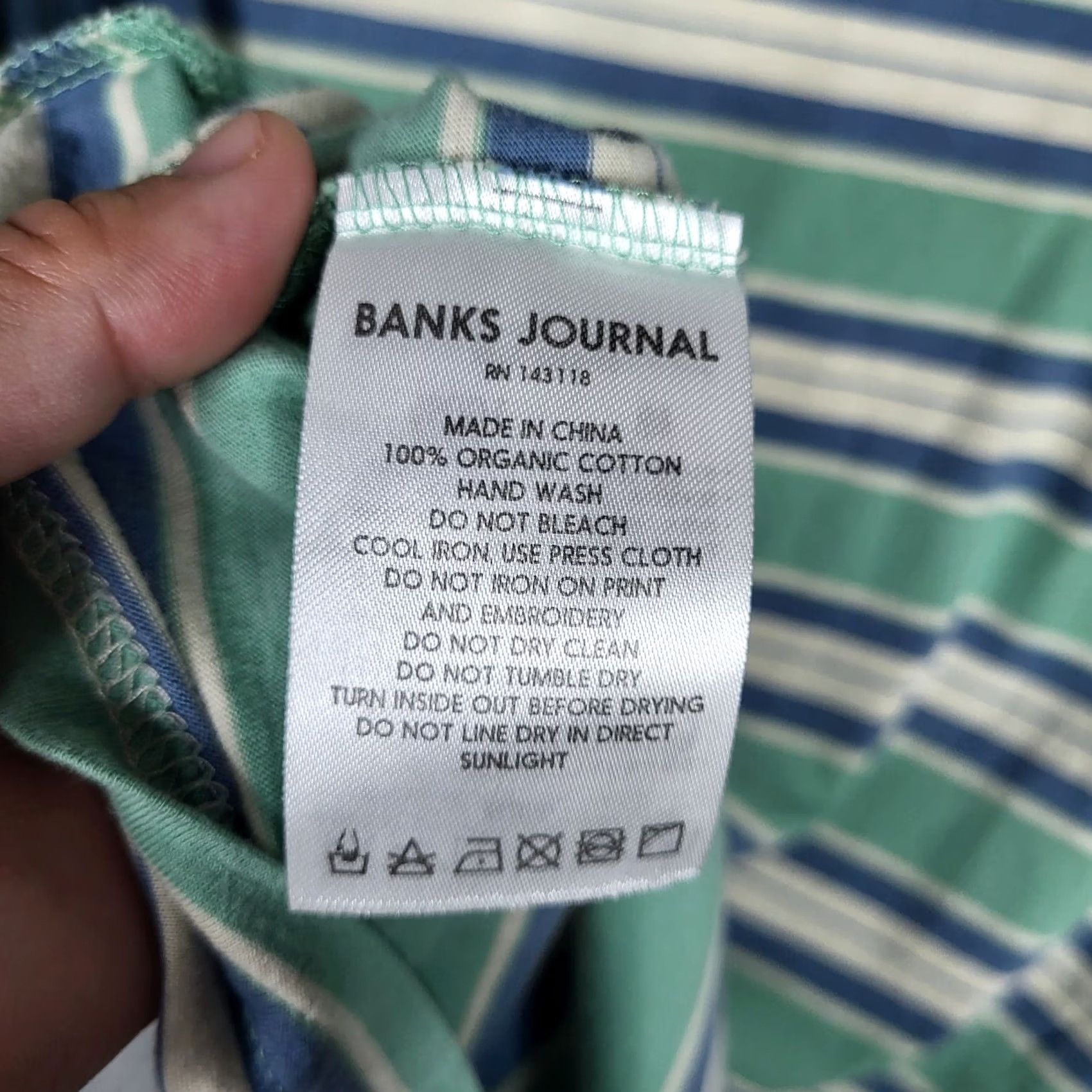 Banks Journal Banks Journal Men's T-Shirt Striped 100% Organic Cotton Short Sleeve Crew Neck Size M Multicolor Size US M / EU 48-50 / 2 - 6 Thumbnail