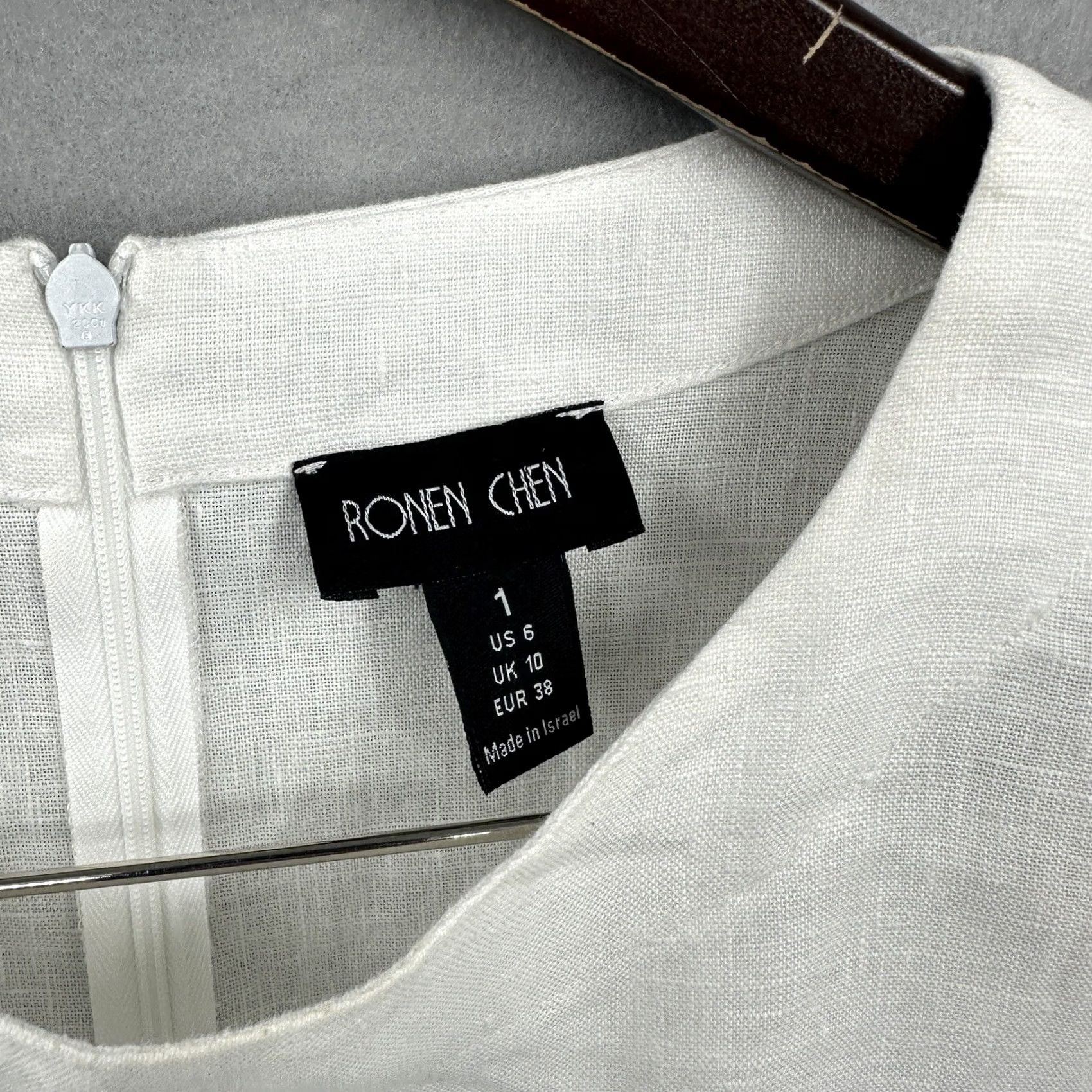 Vintage Ronen Chen Blouse Womens 6 White Tunic Linen Lagenlook Minimalist Quiet Luxury Size M / US 6-8 / IT 42-44 - 2 Thumbnail