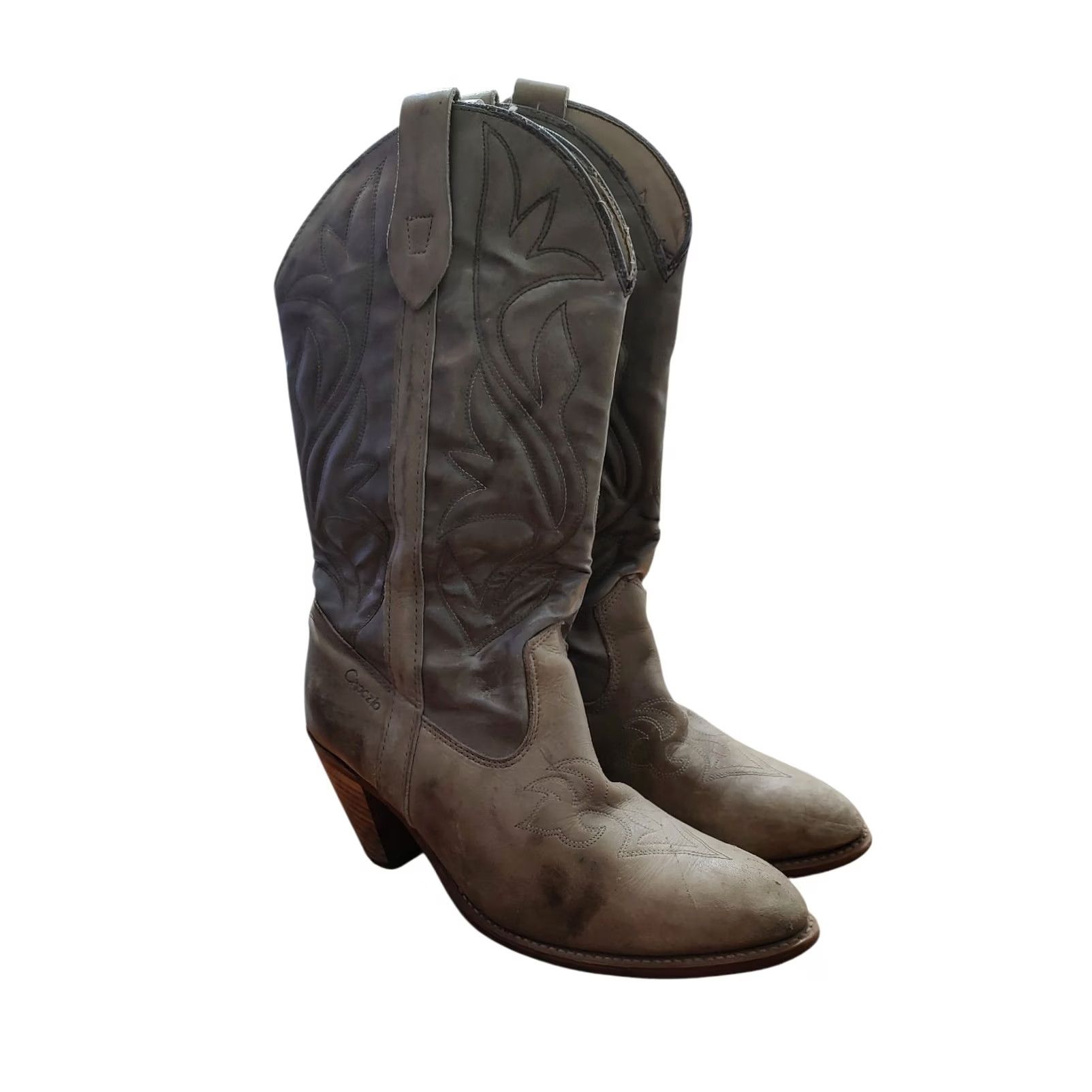 Vintage VINTAGE Capezio Cowboy Boots Women L348 9 M Gray Leather Western Cowboy Cowgirl Southwestern Boots Mens Womens Girls? Size US 9 / IT 39 - 4 Thumbnail