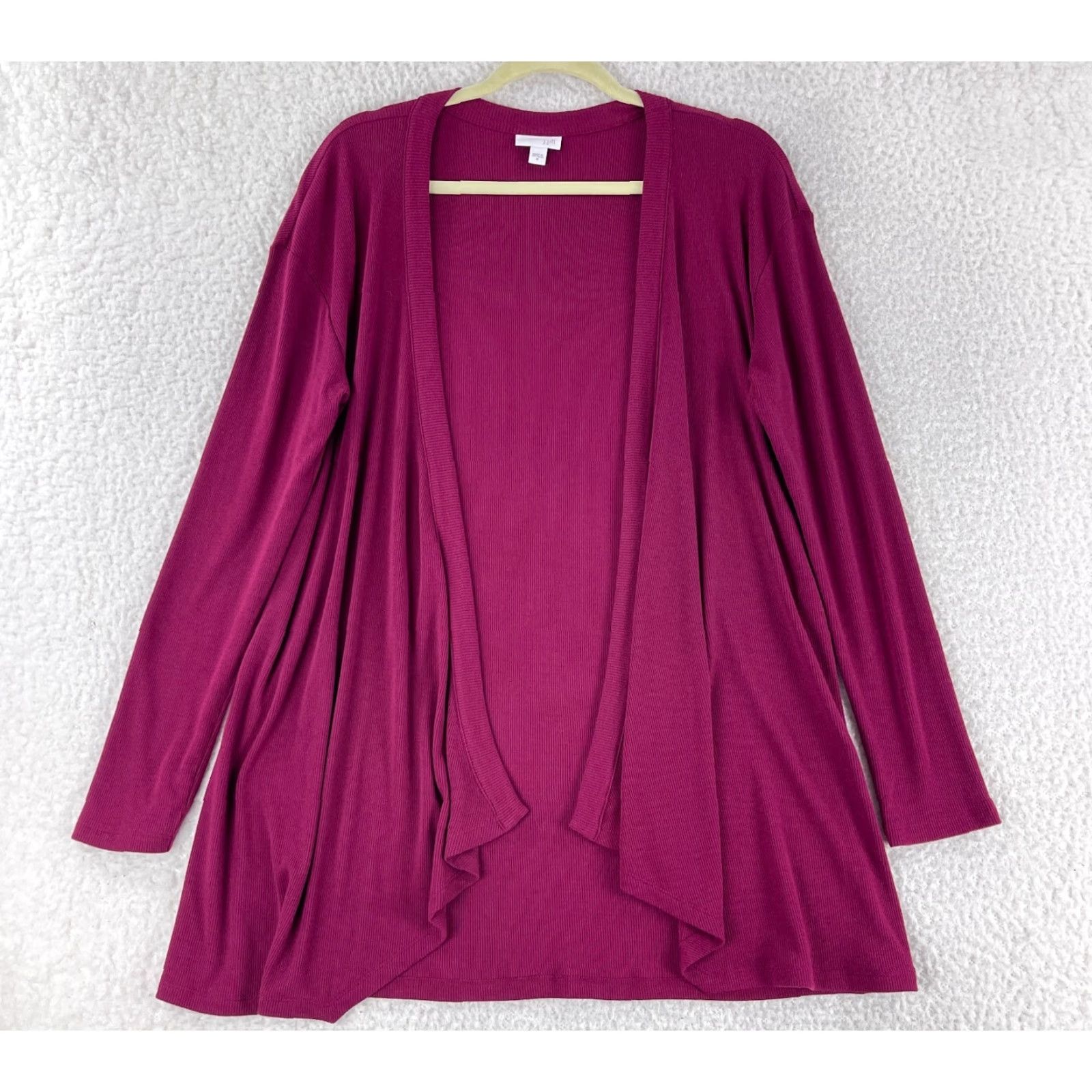 J. Jill J. Jill Cardigan Womens Medium Maroon Ribbed Long Sleeve Open Draped Front Knit Size M / US 6-8 / IT 42-44 - 2 Thumbnail