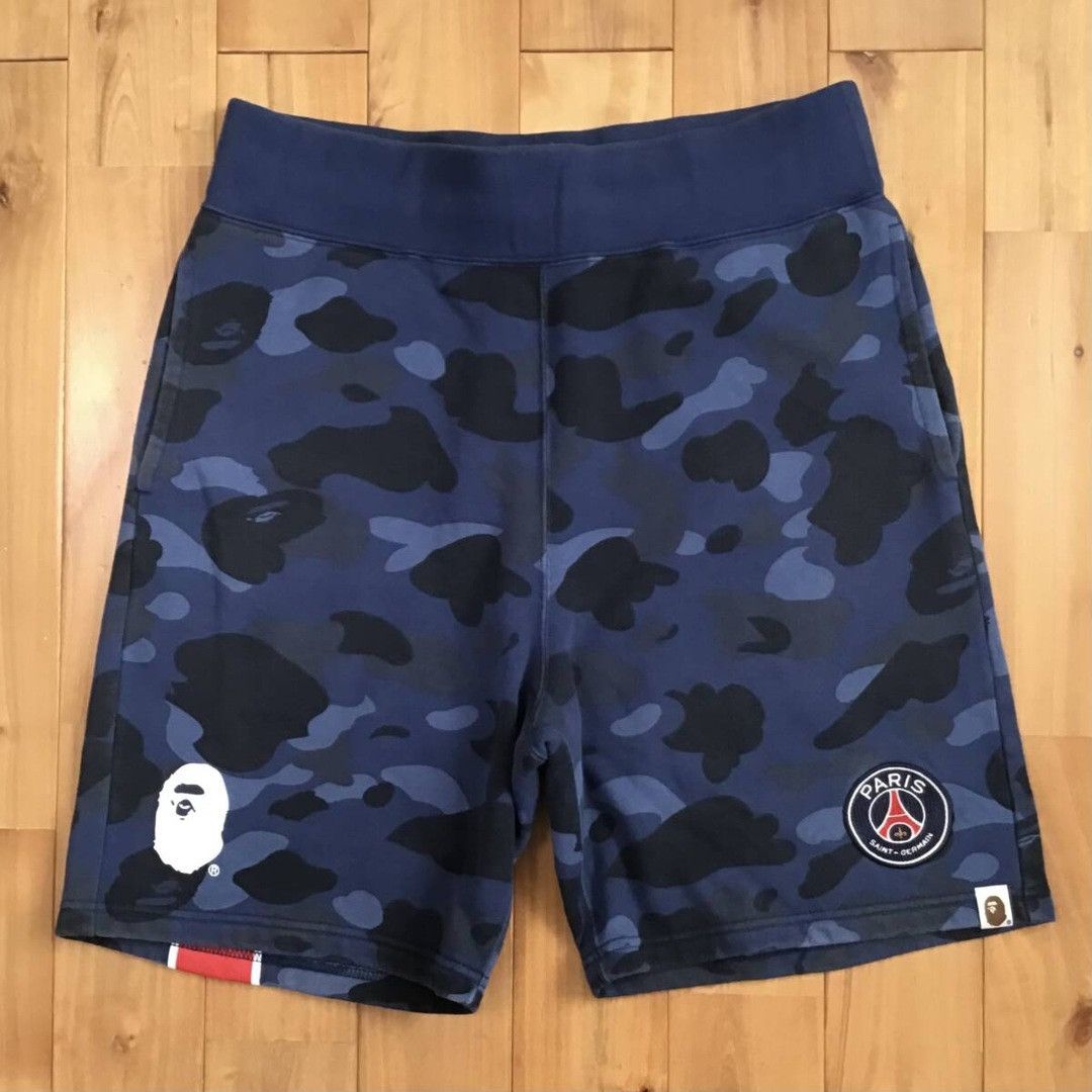 Bape BAPE × PSG Blue camo sweat shorts a bathing ape ★size M Size US 32 / EU 48 - 2 Thumbnail