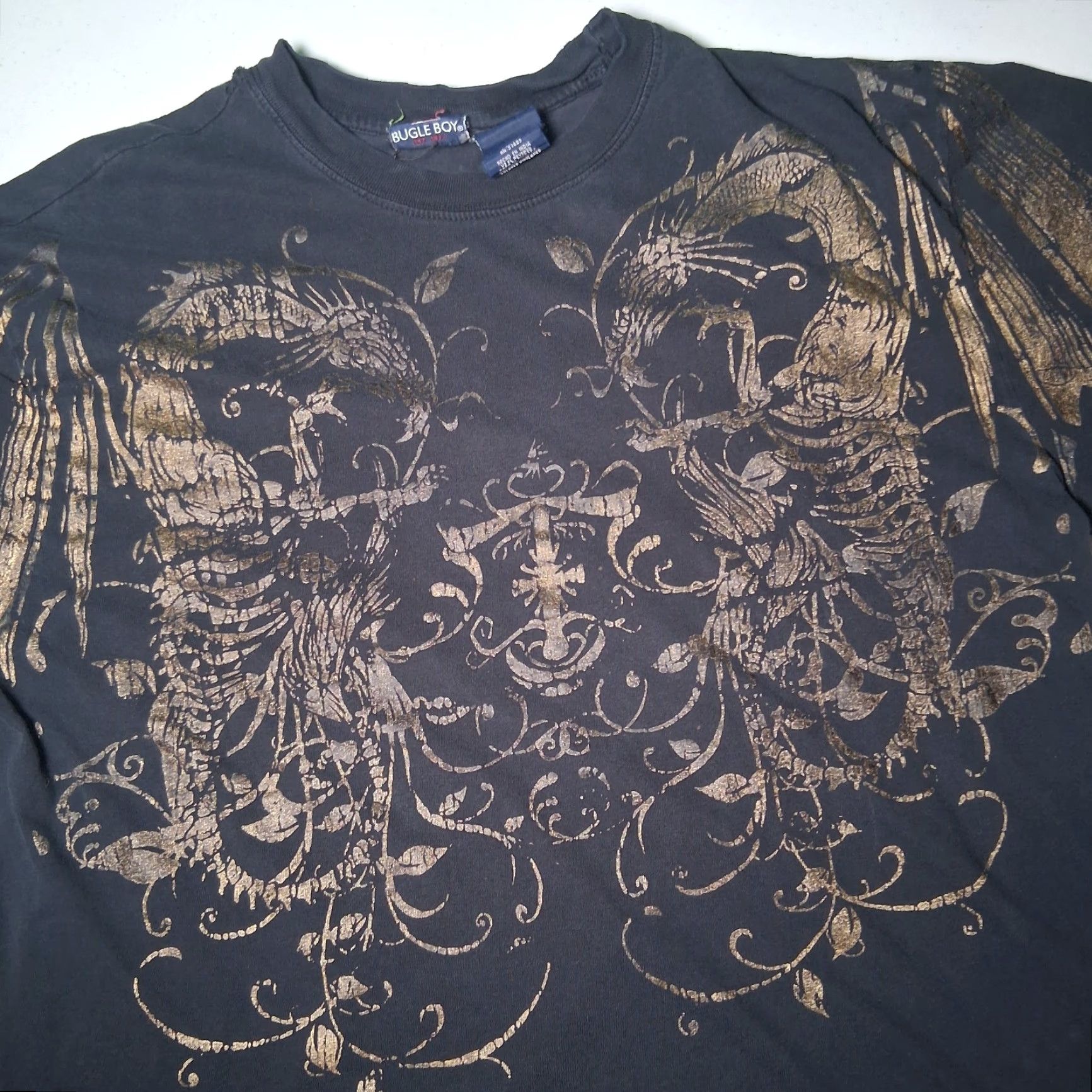 Bugle Boy VINTAGE Bugle Boy Shirt Men M Black Dragon Skeleton Distressed Y2K Graphic T Size US M / EU 48-50 / 2 - 3 Thumbnail