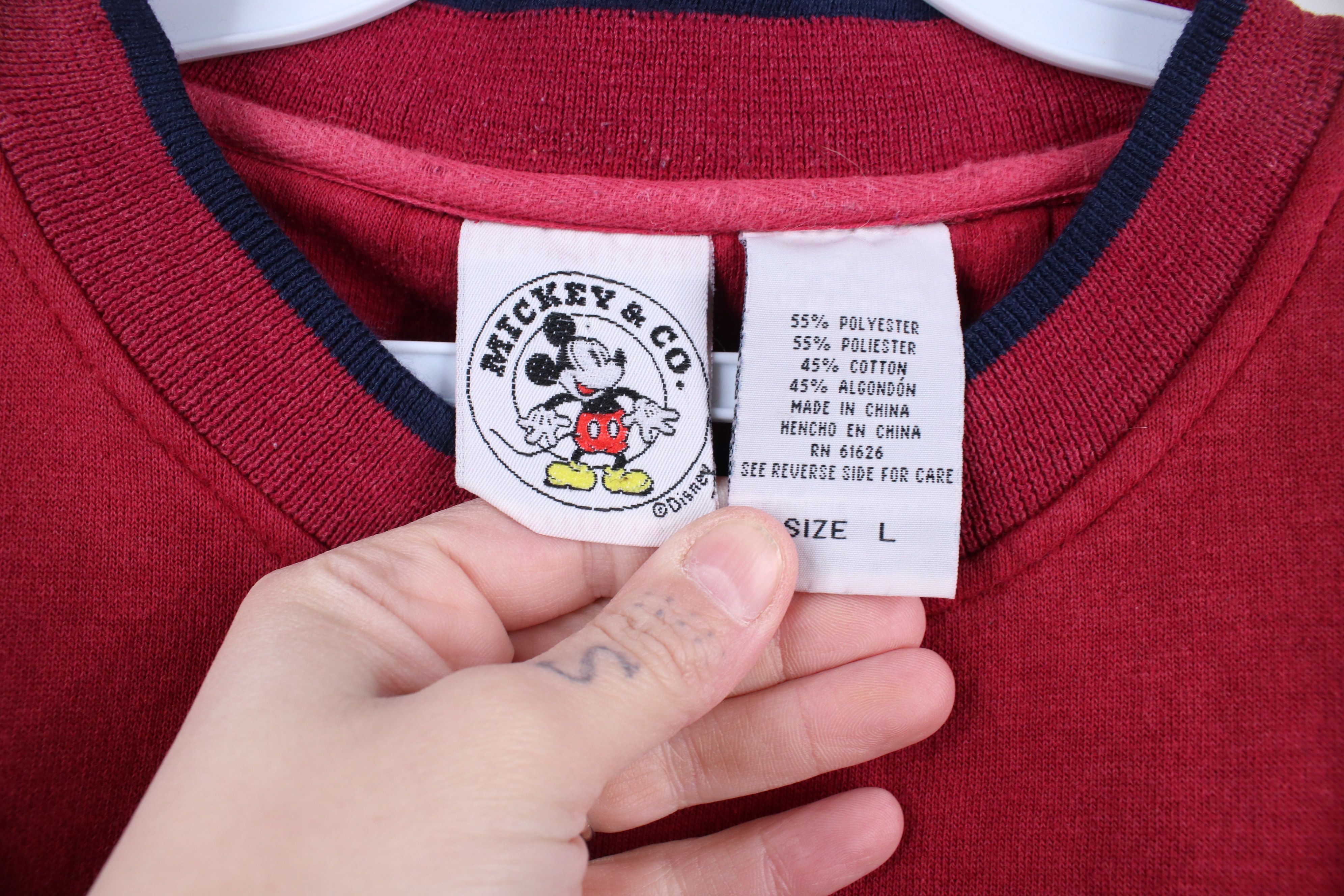 Disney × Vintage Vintage 90s Disney Paisley Mickey Mouse Sweatshirt Red Size L / US 10 / IT 46 - 10 Thumbnail