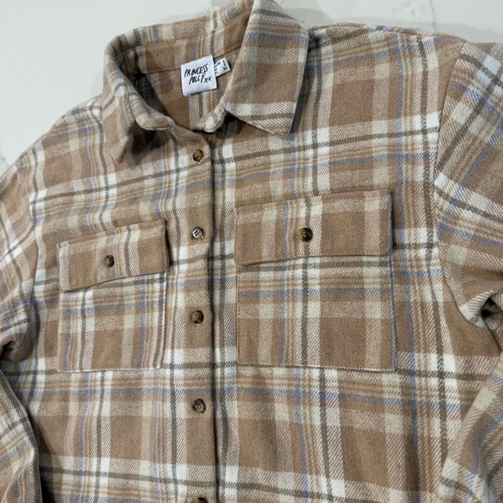 PRINCESS POLLY Princess Polly Mila Plaid Flannel Button Up Shirt Women’s 2 Size XS / US 0-2 / IT 36-38 - 3 Thumbnail