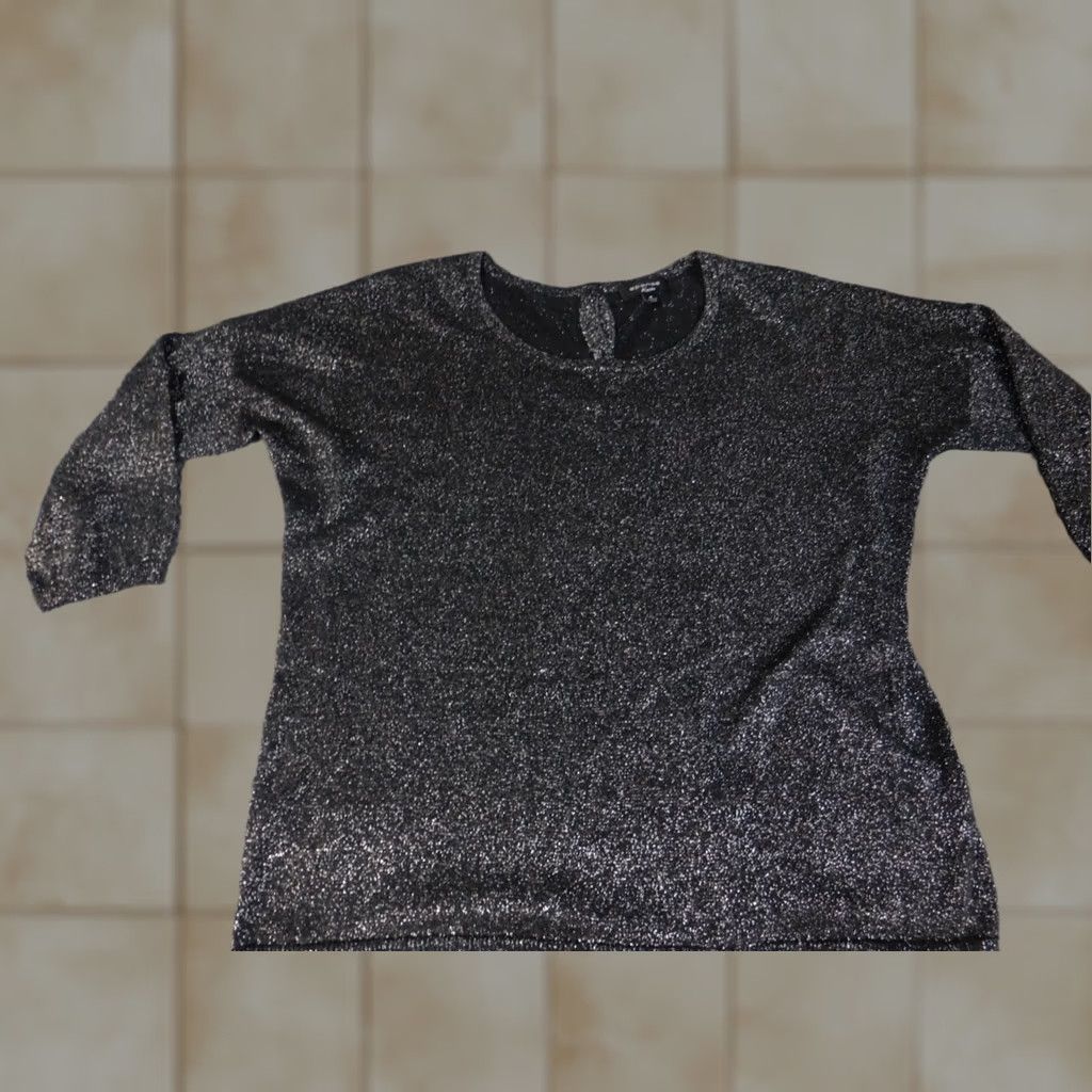 Vintage Spense Womens Blouse M Gray Stretch Pullover Round Neck Long Sleeve Casual Button Cotton Polyester Regular VINTAGE? Size M / US 6-8 / IT 42-44 - 1 Thumbnail