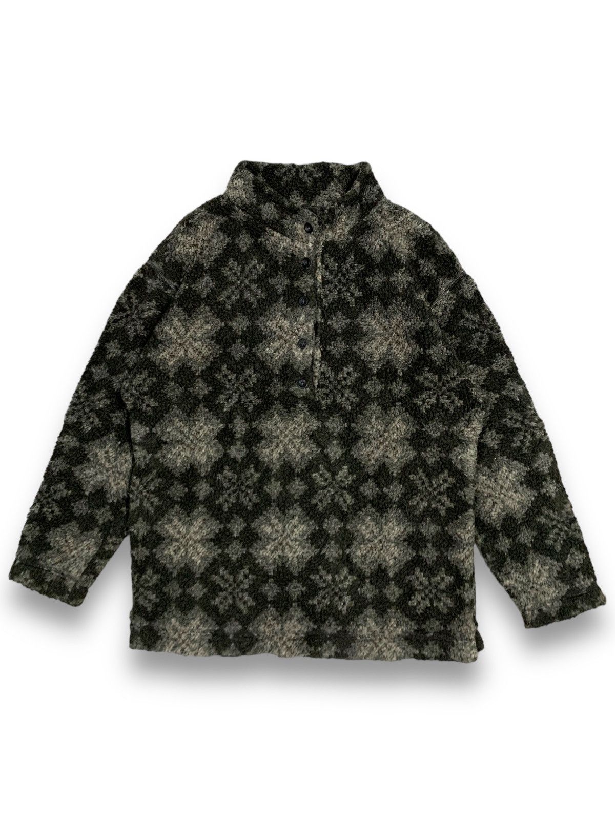 L.L. Bean Vintage 80s L.L.Bean Half Button Snowflake Fleece Sweatshirt Size US M / EU 48-50 / 2 - 1 Thumbnail