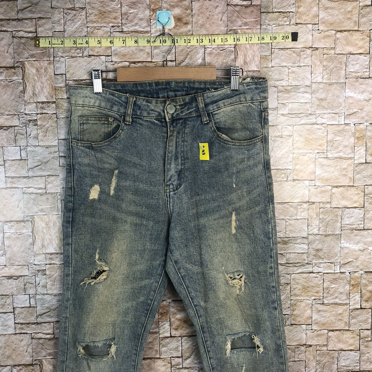 Japanese Brand Bvsseve Blue Distressed ripped jogger Denim Pants #A43 Size US 32 / EU 48 - 2 Thumbnail