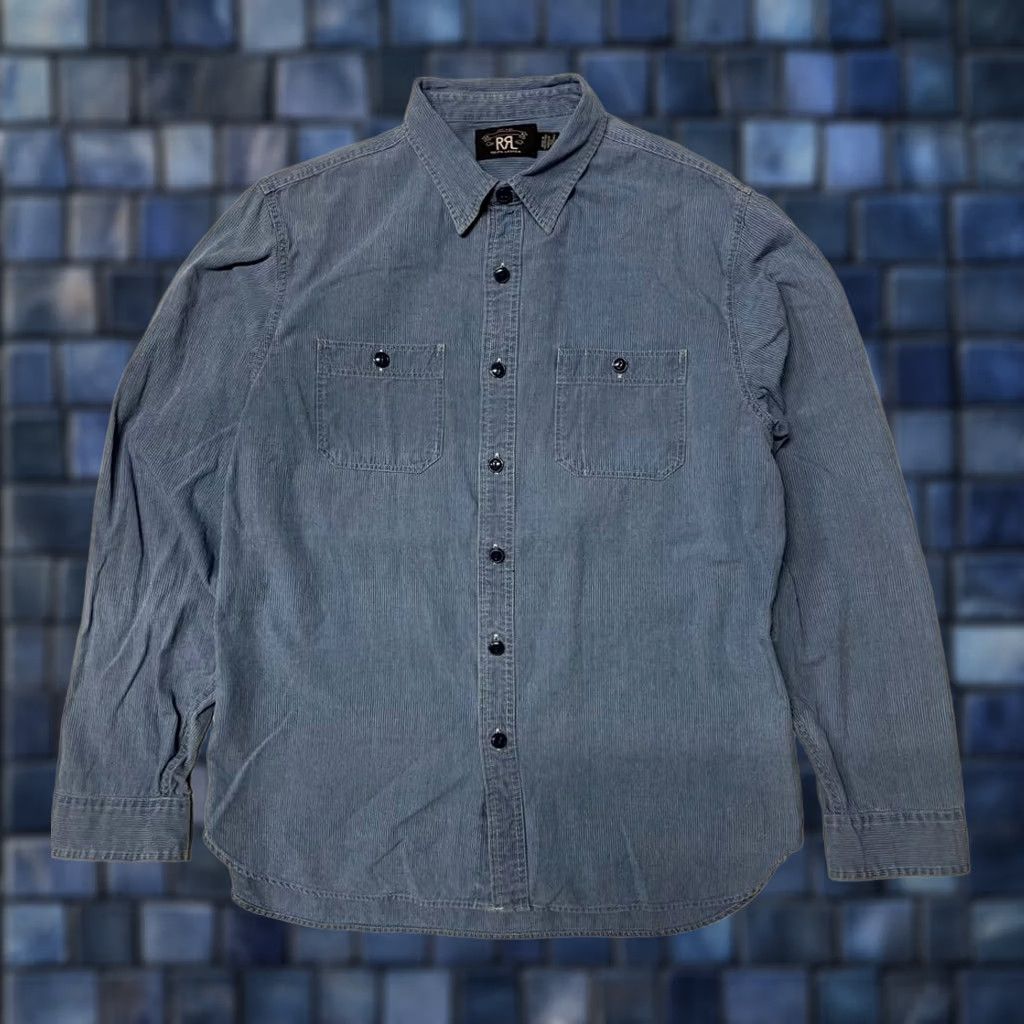 Ralph Lauren RRL RALPH LAUREN Shirt Striped Long Sleeve Indigo Blue Button-Up L Mens Size US L / EU 52-54 / 3 - 1 Thumbnail