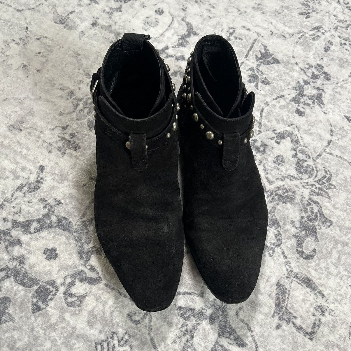 Saint Laurent Paris Suede Jodhpur Studded Ankle Boots