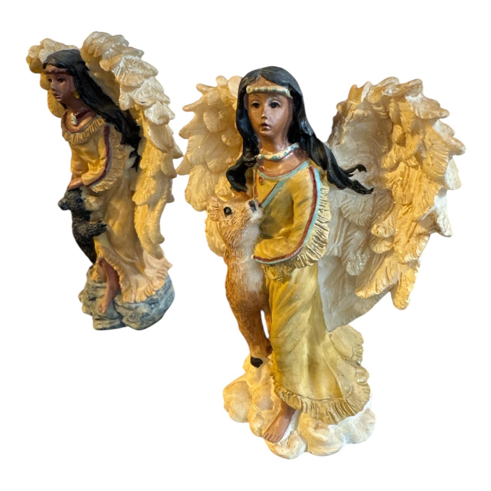 The Unbranded Brand Pair of Native American Angel Figurines with Animal Compans Size ONE SIZE - 3 Thumbnail