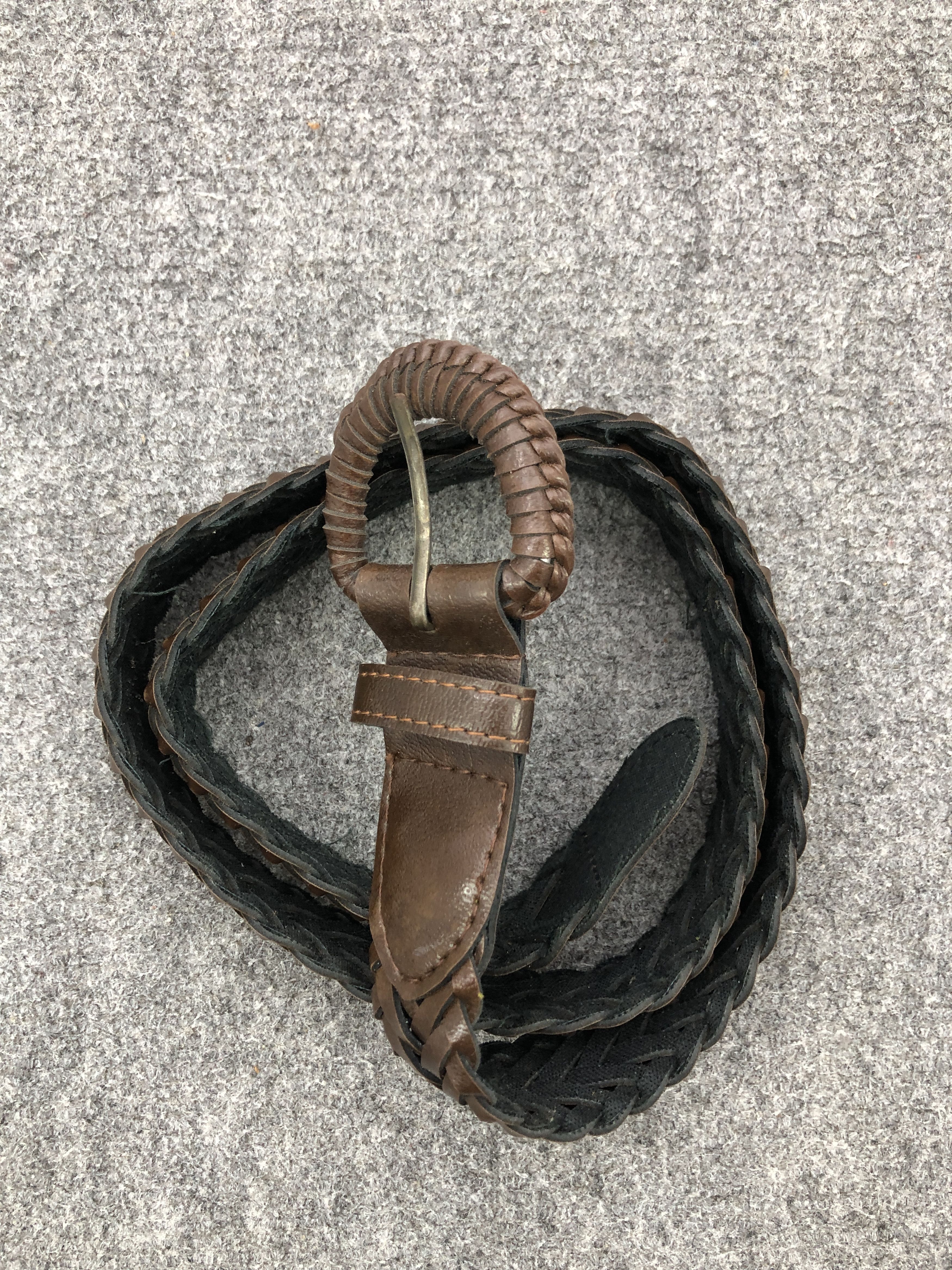 Leather 70s Braided Buckle Belt B0007 Size ONE SIZE - 5 Thumbnail