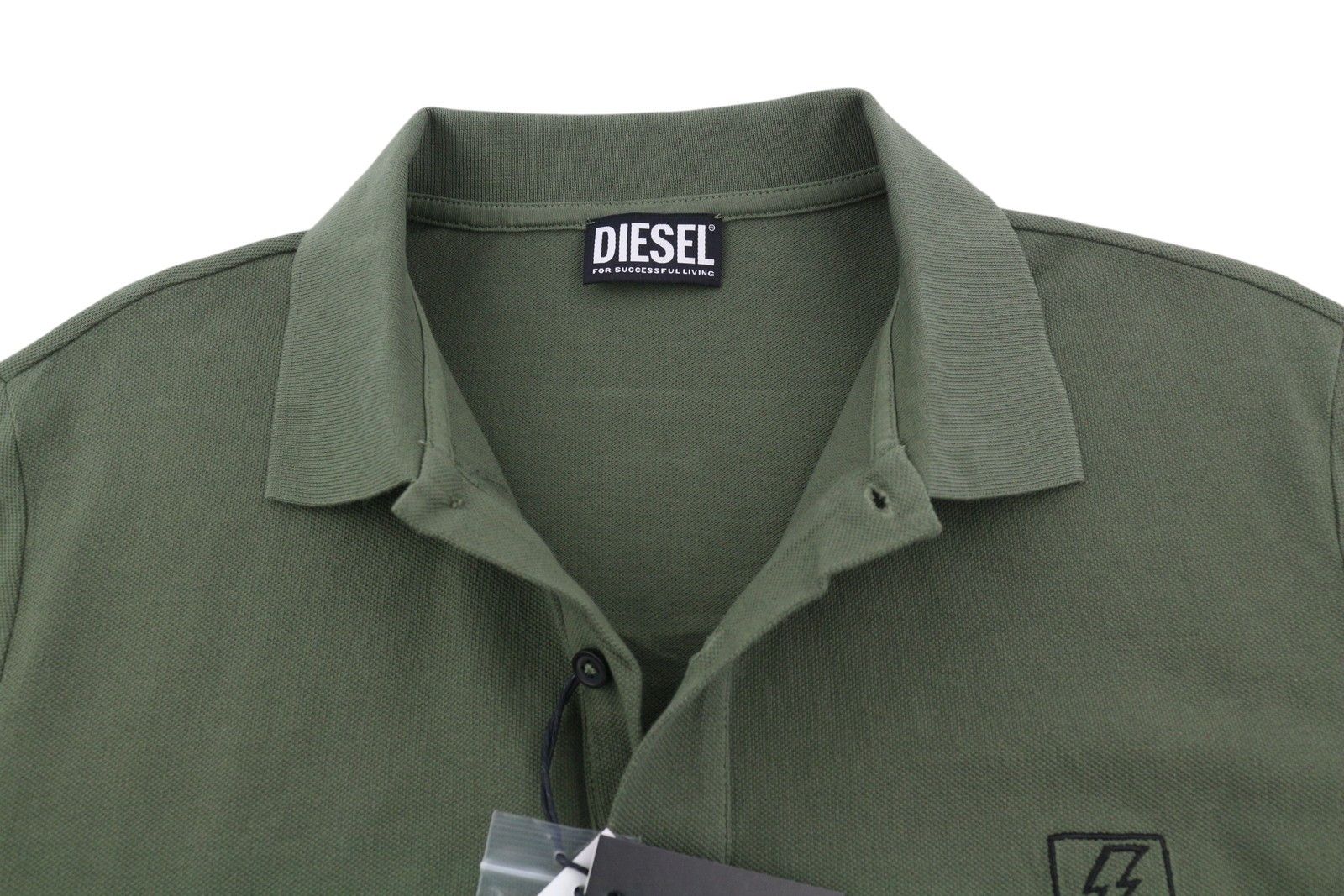 Diesel T-SMITH-B1 XL Khaki Polo Neck Logo T-Shirt 41161 Size US XL / EU 56 / 4 - 4 Thumbnail
