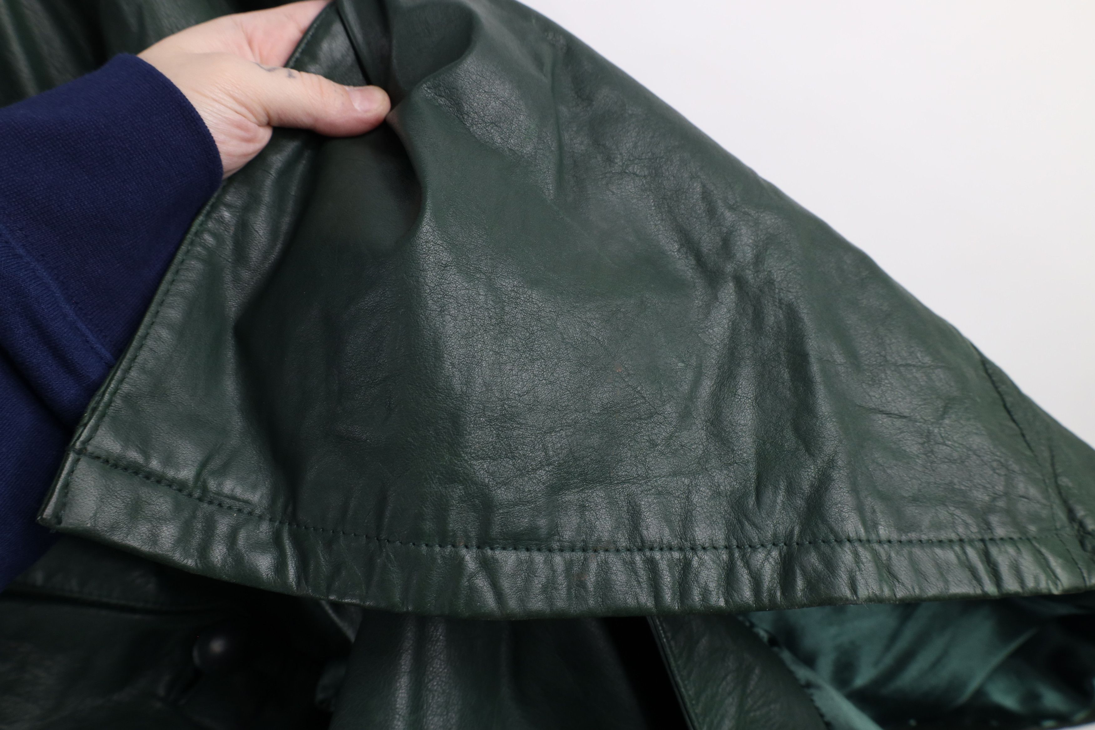 Vintage Vintage 90s Streetwear Leather Full Length Trench Coat Green Size L / US 10 / IT 46 - 5 Thumbnail