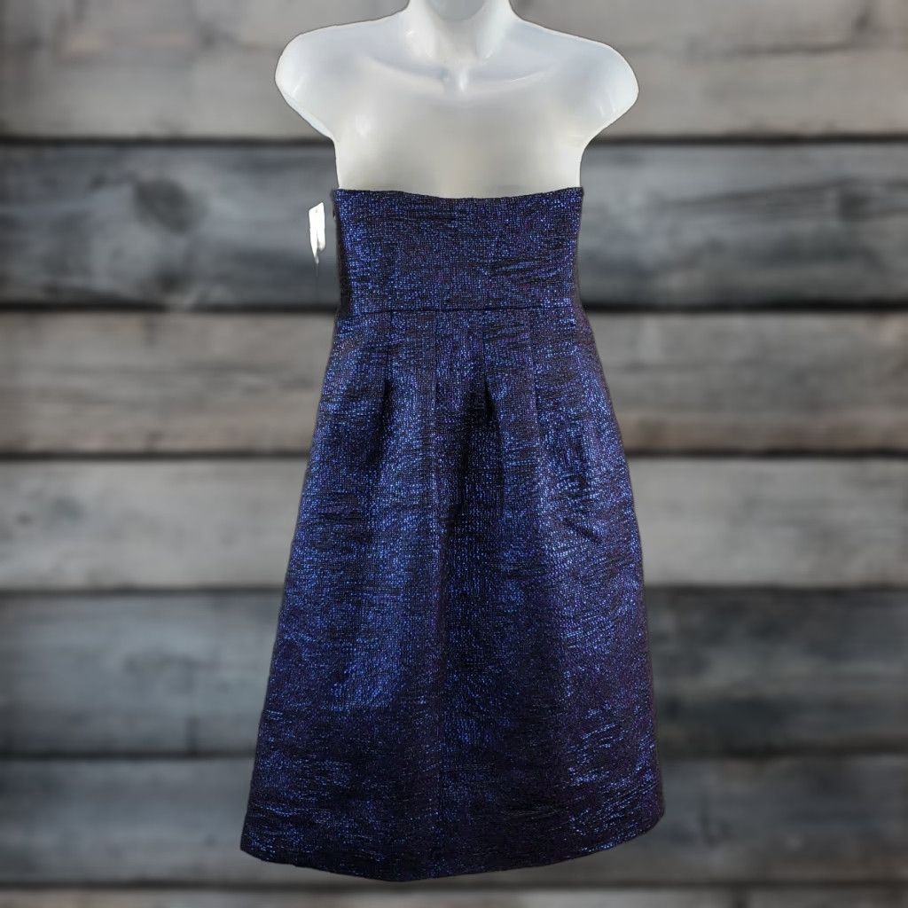 Lela Rose Lela Rose Lapis Metallic Tweed Strapless Dress Sz 6 Purple Blue Size M / US 6-8 / IT 42-44 - 1 Thumbnail